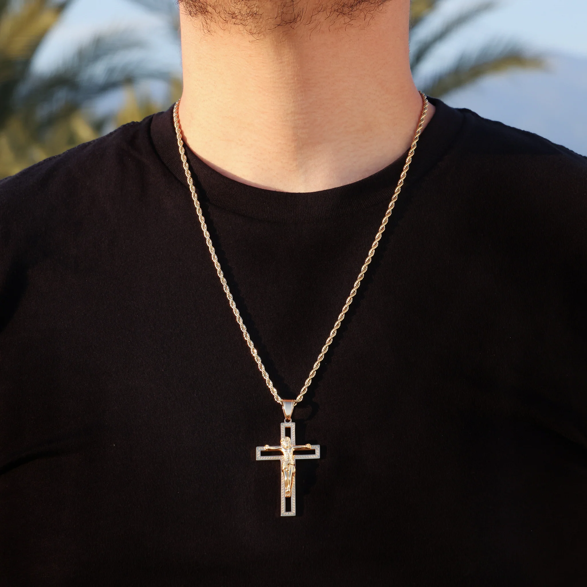 Jesus Crucifix Pendant - Gold - Image 3