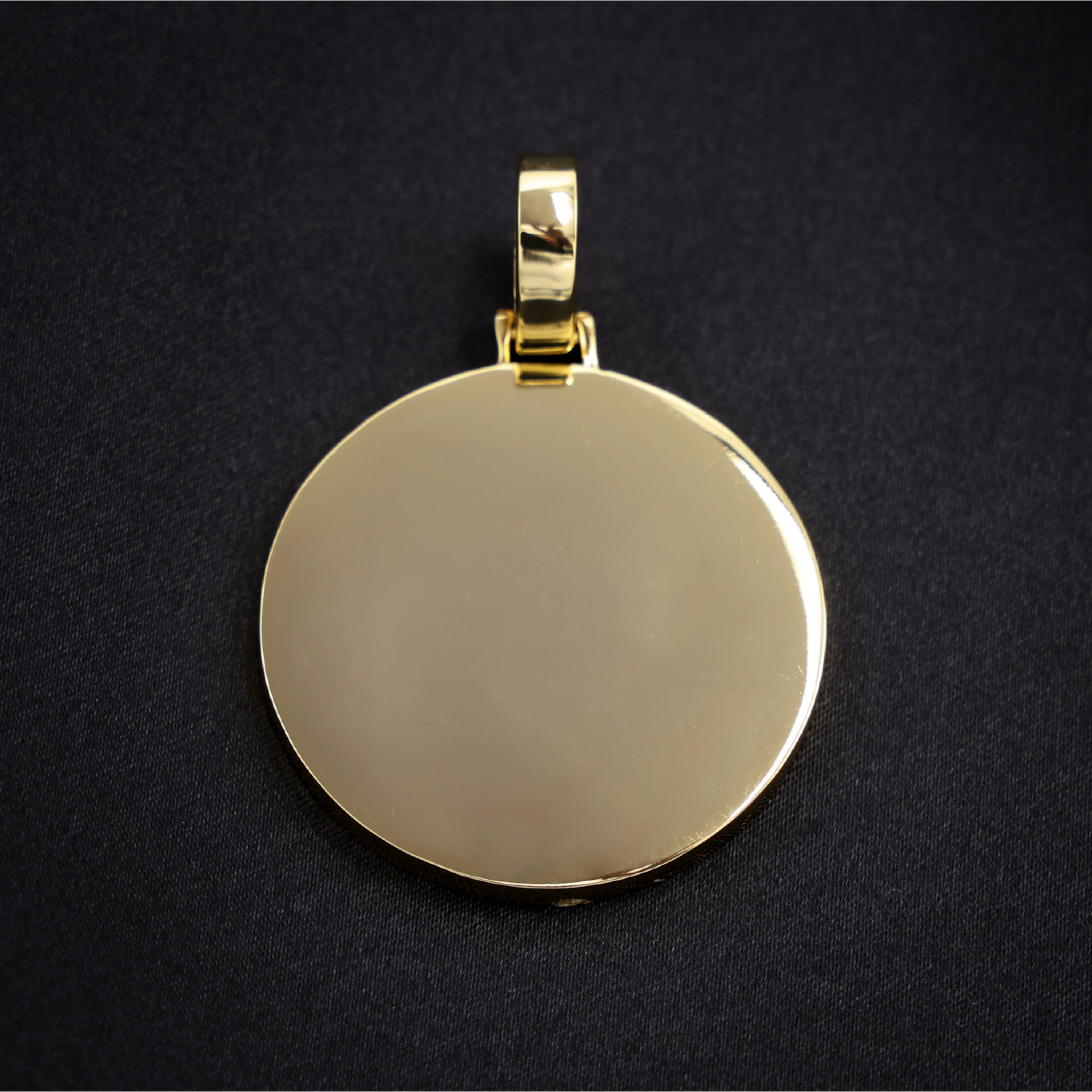 Custom Baguette Circle Photo Pendant - Gold - Image 2