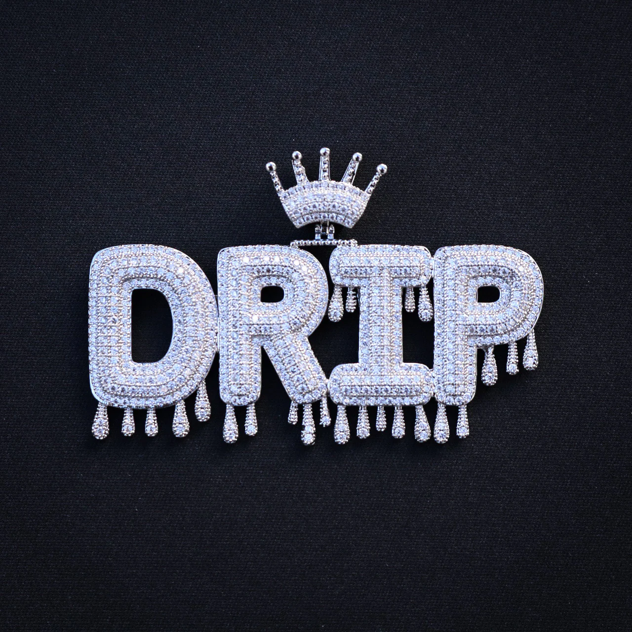Custom Drip Letter Pendant - White Gold