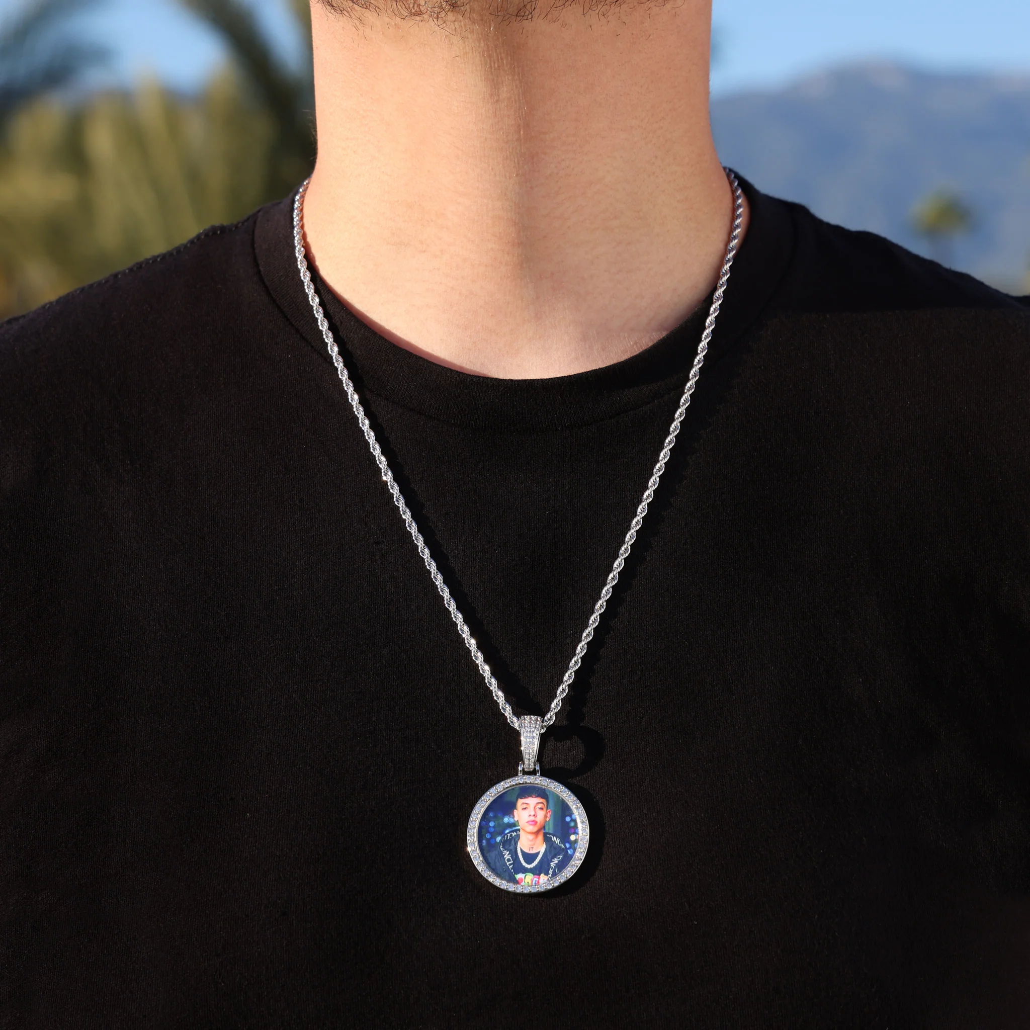Custom Photo Pendant - White Gold - Image 2