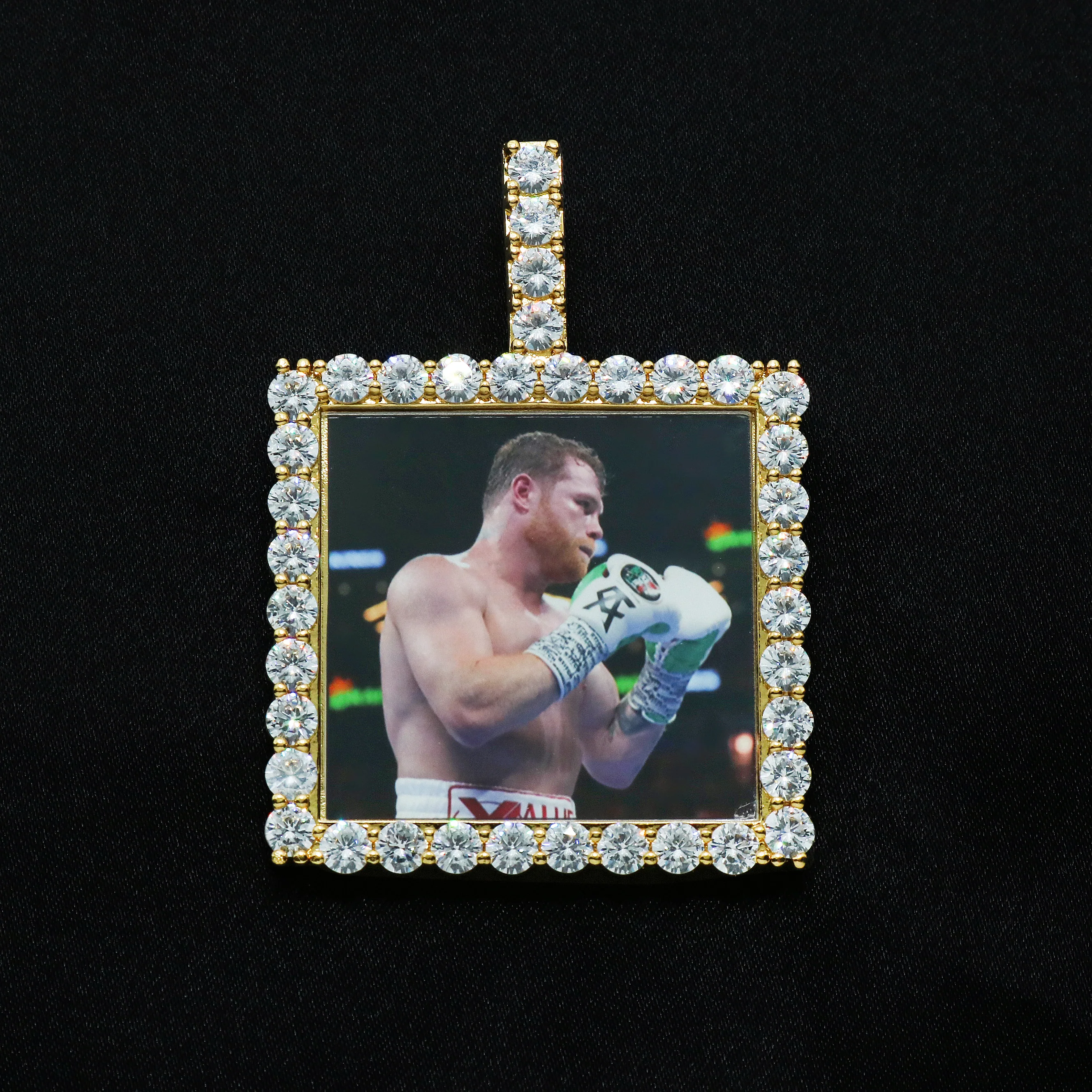 Custom Square Photo Pendant - Gold