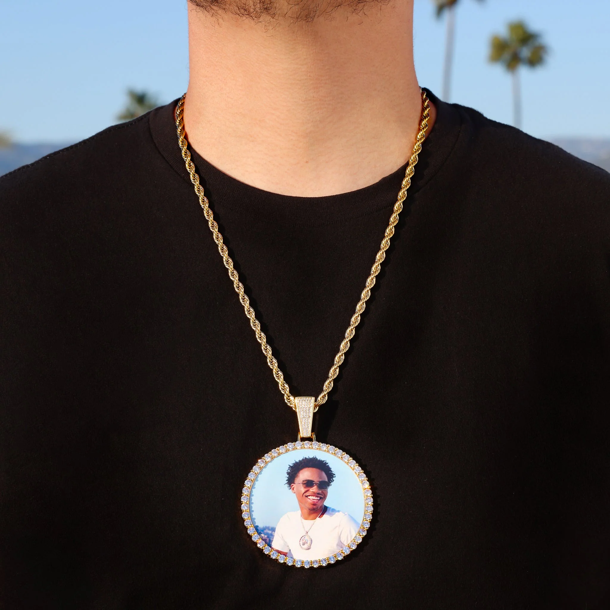 Custom XL Photo Pendant - Gold - Image 3