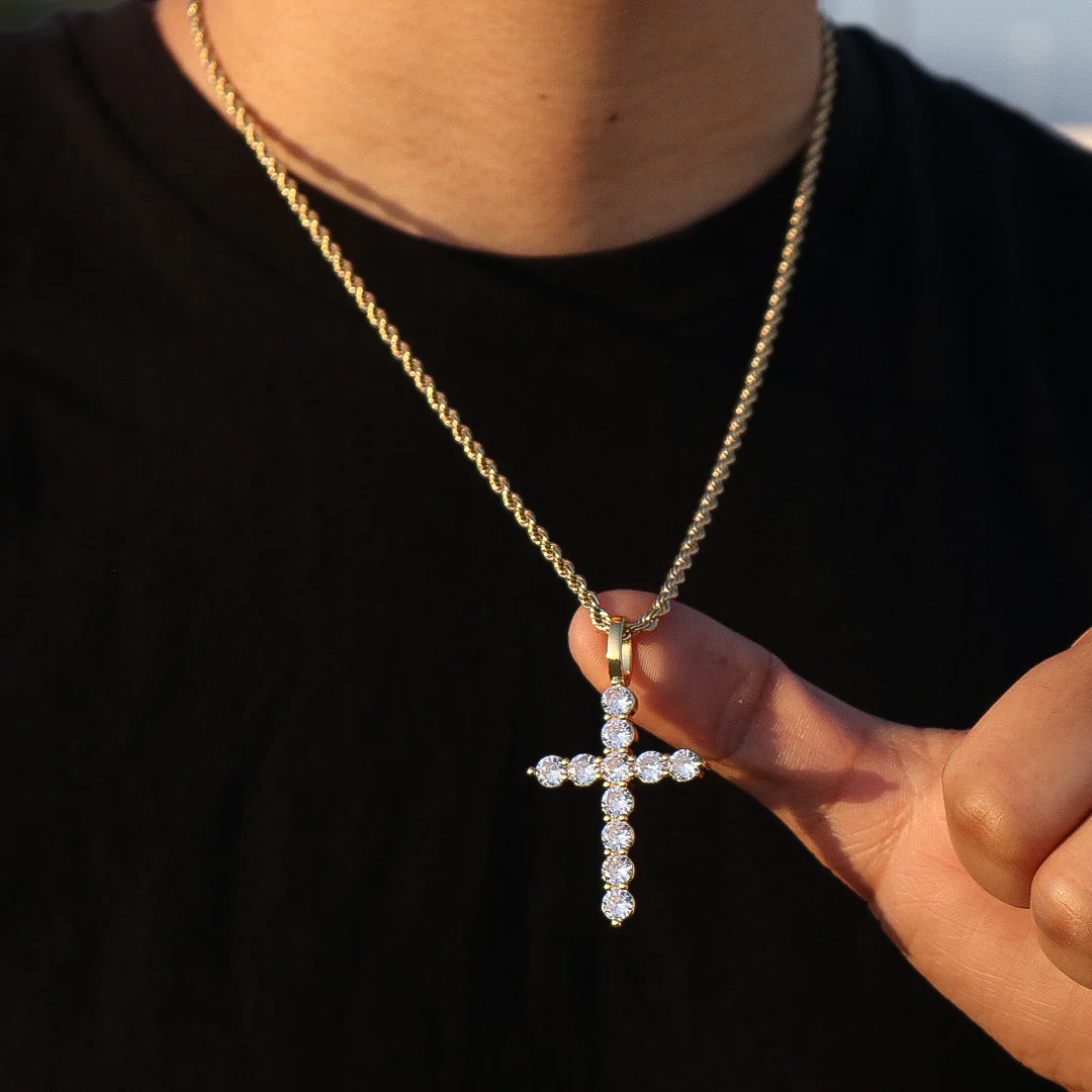 Diamond Cross Pendant - Gold - Image 4