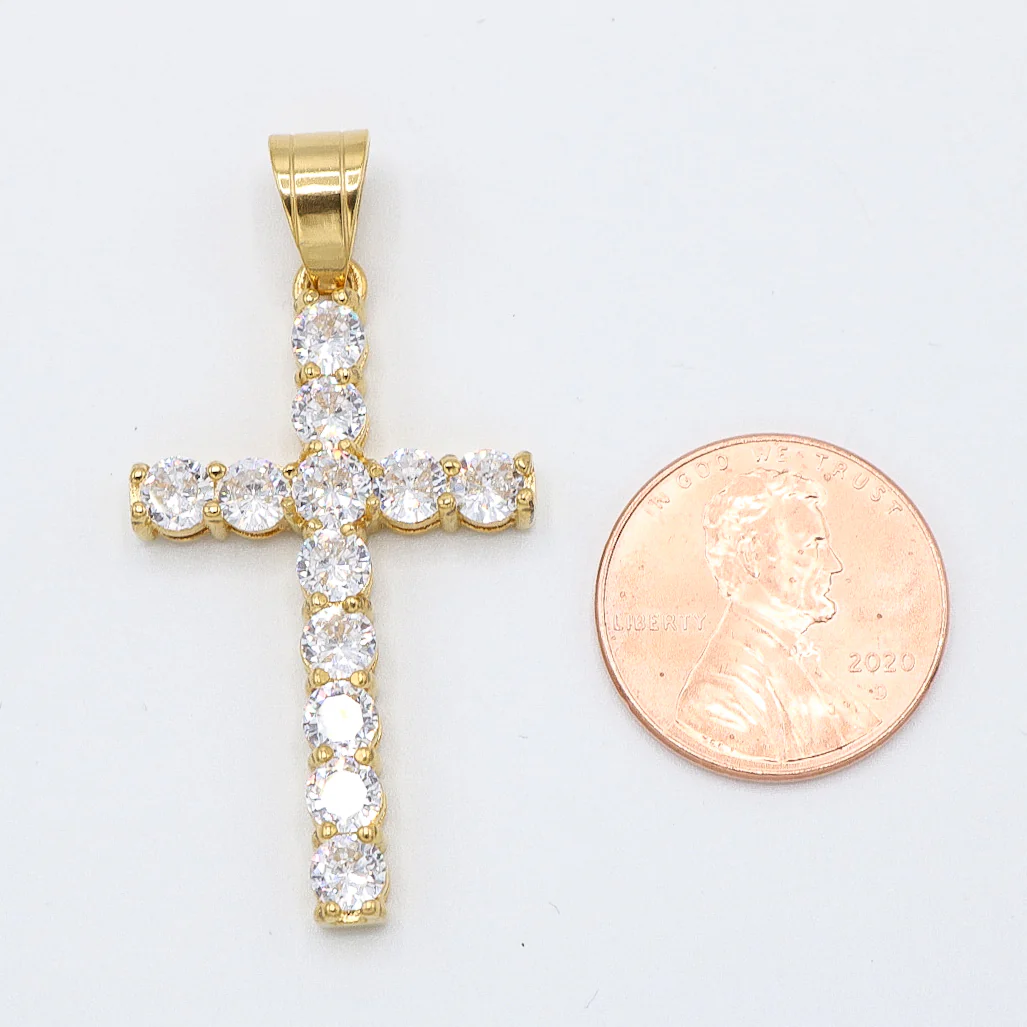 Diamond Cross Pendant - Gold - Image 3