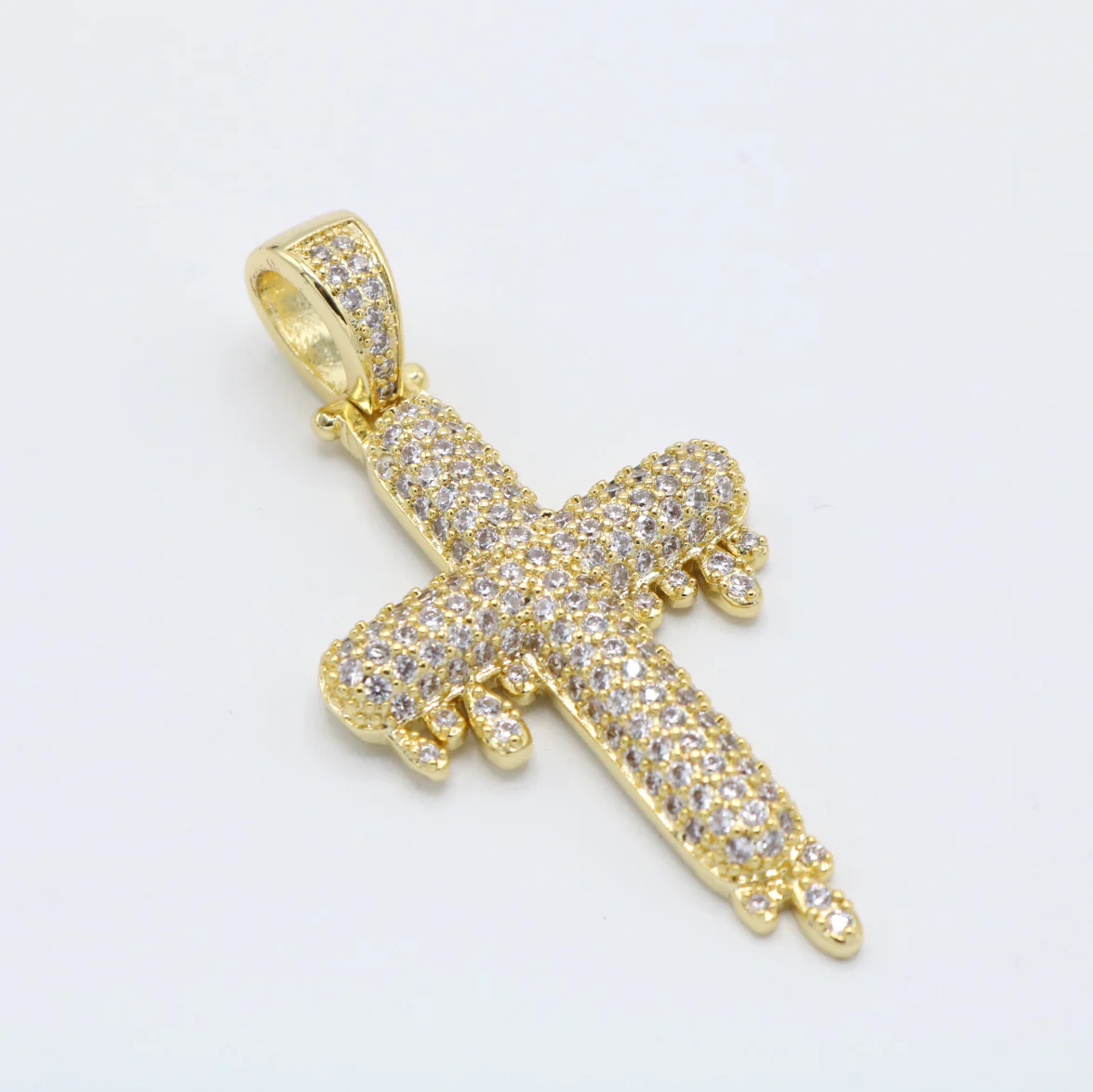 Drip Cross Pendant - Gold - Image 2