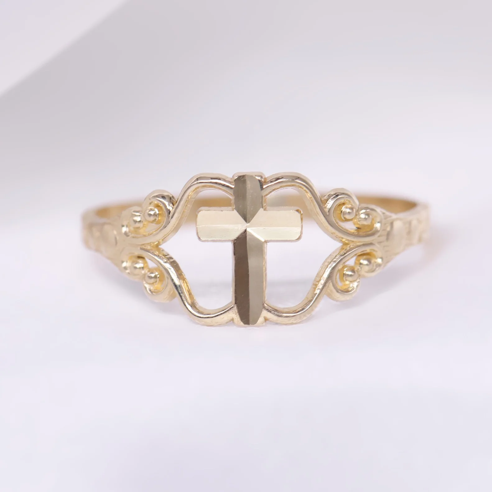 Fancy Cross Ring - 14k Gold