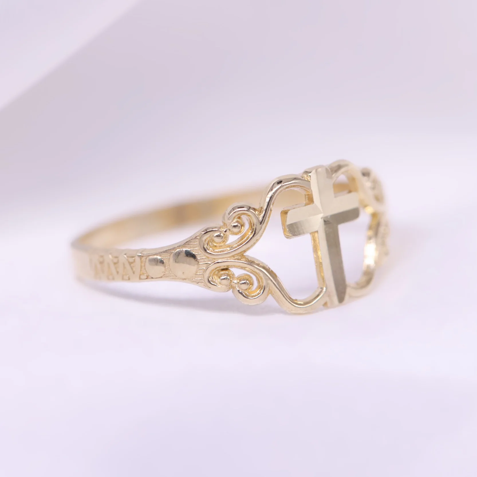 Fancy Cross Ring - 14k Gold - Image 2