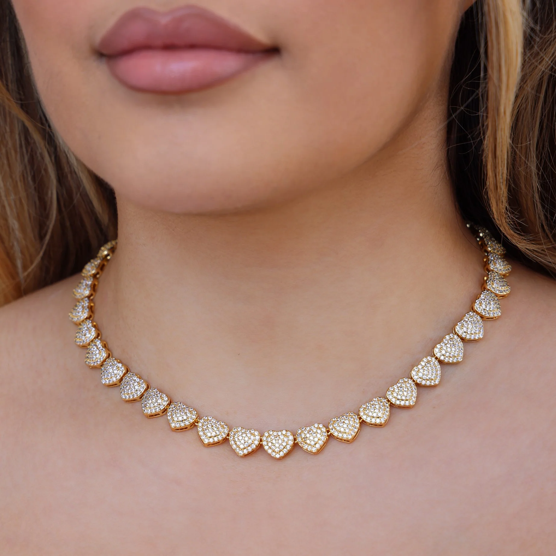 Fully Iced Out Heart Necklace - Gold - Image 3