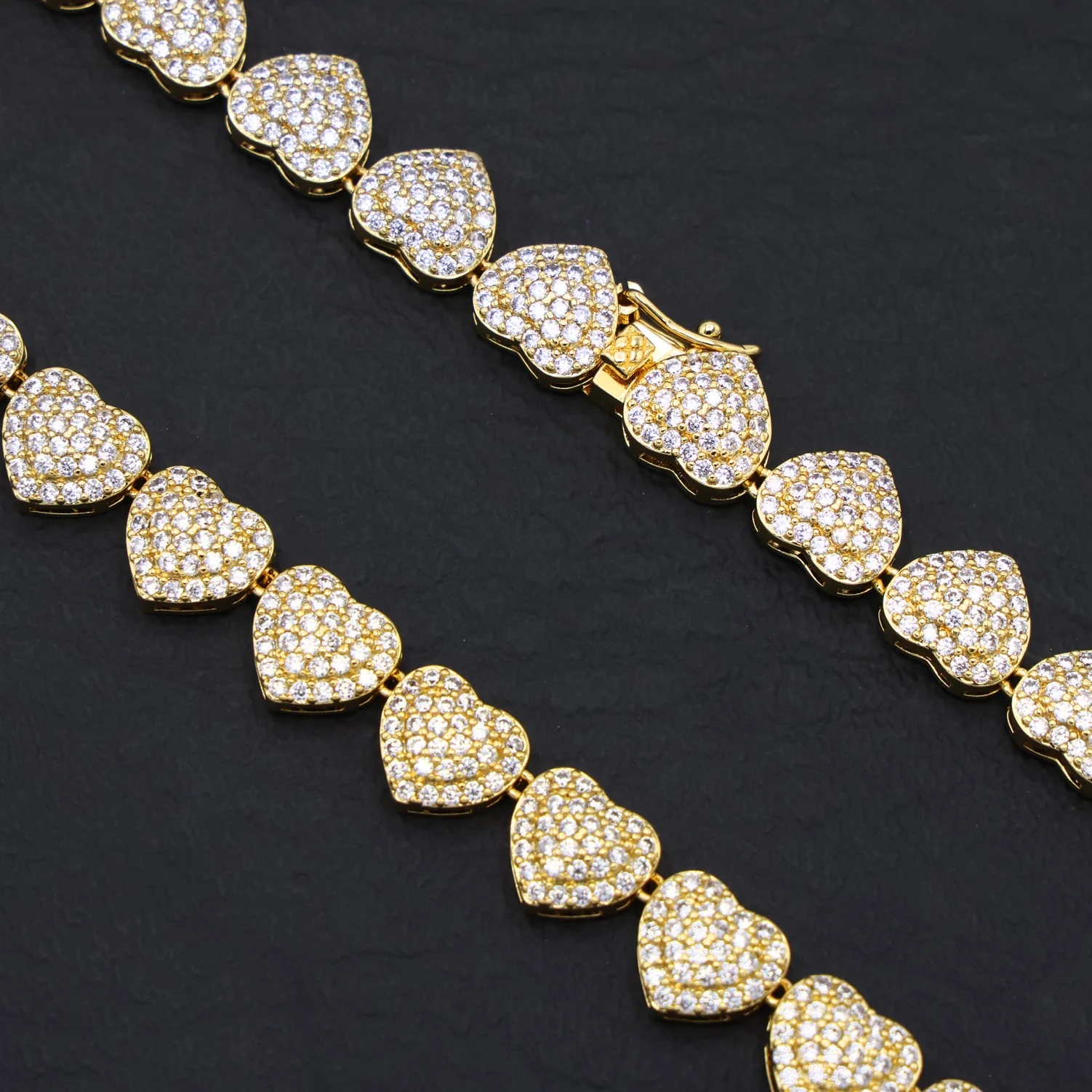 Fully Iced Out Heart Necklace - Gold - Image 5