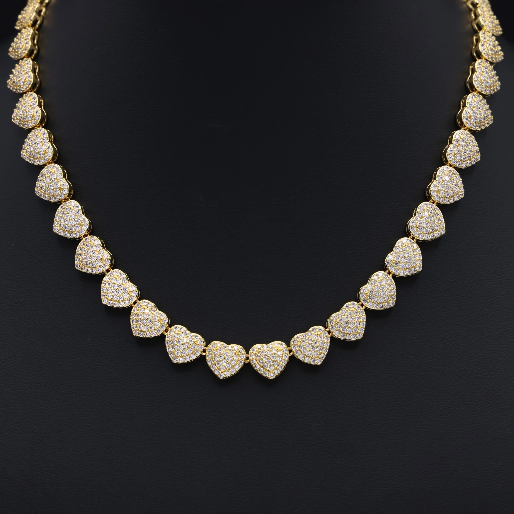 Fully Iced Out Heart Necklace - Gold - Image 6