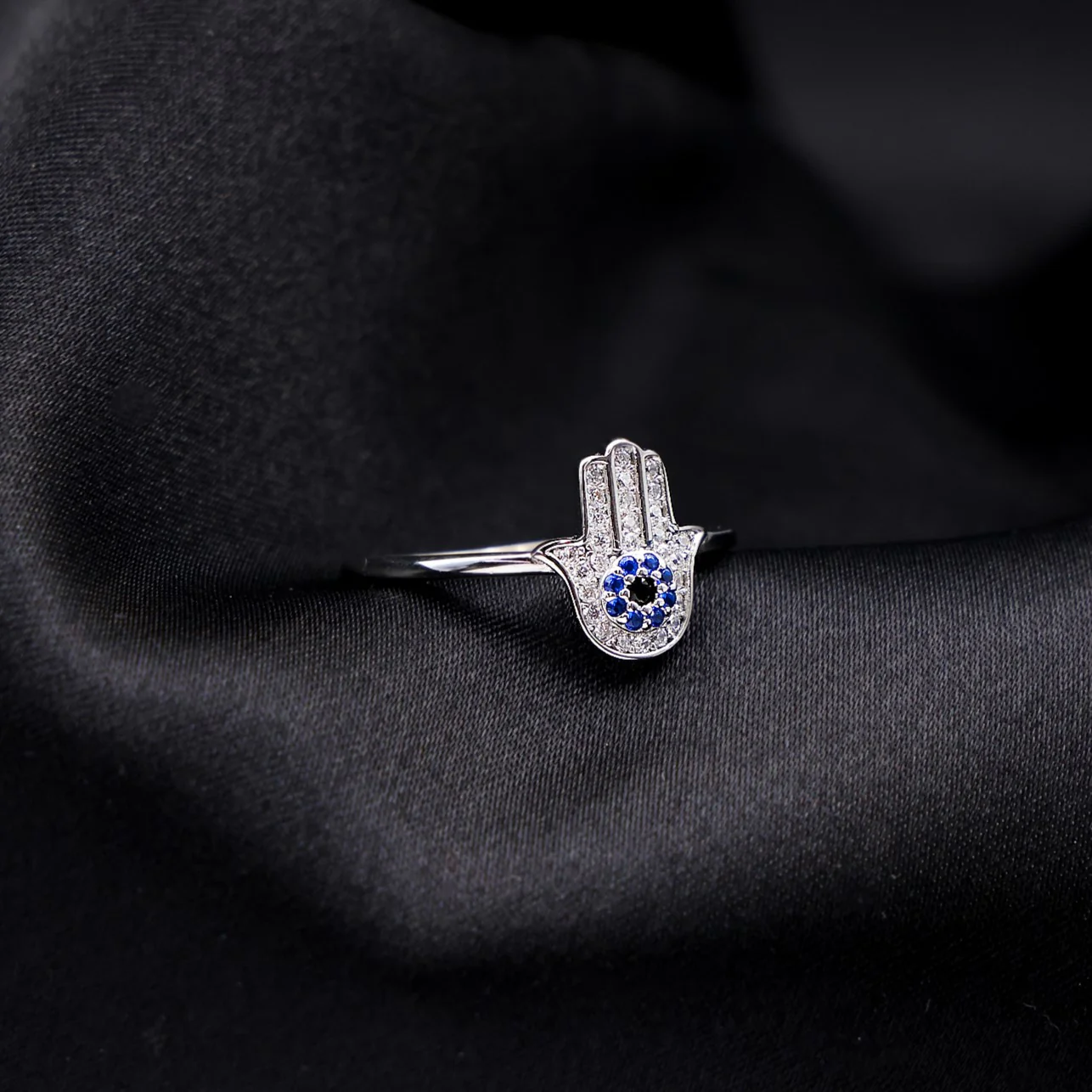 Hamsah CZ Diamond Ring - 925 Silver - Image 2