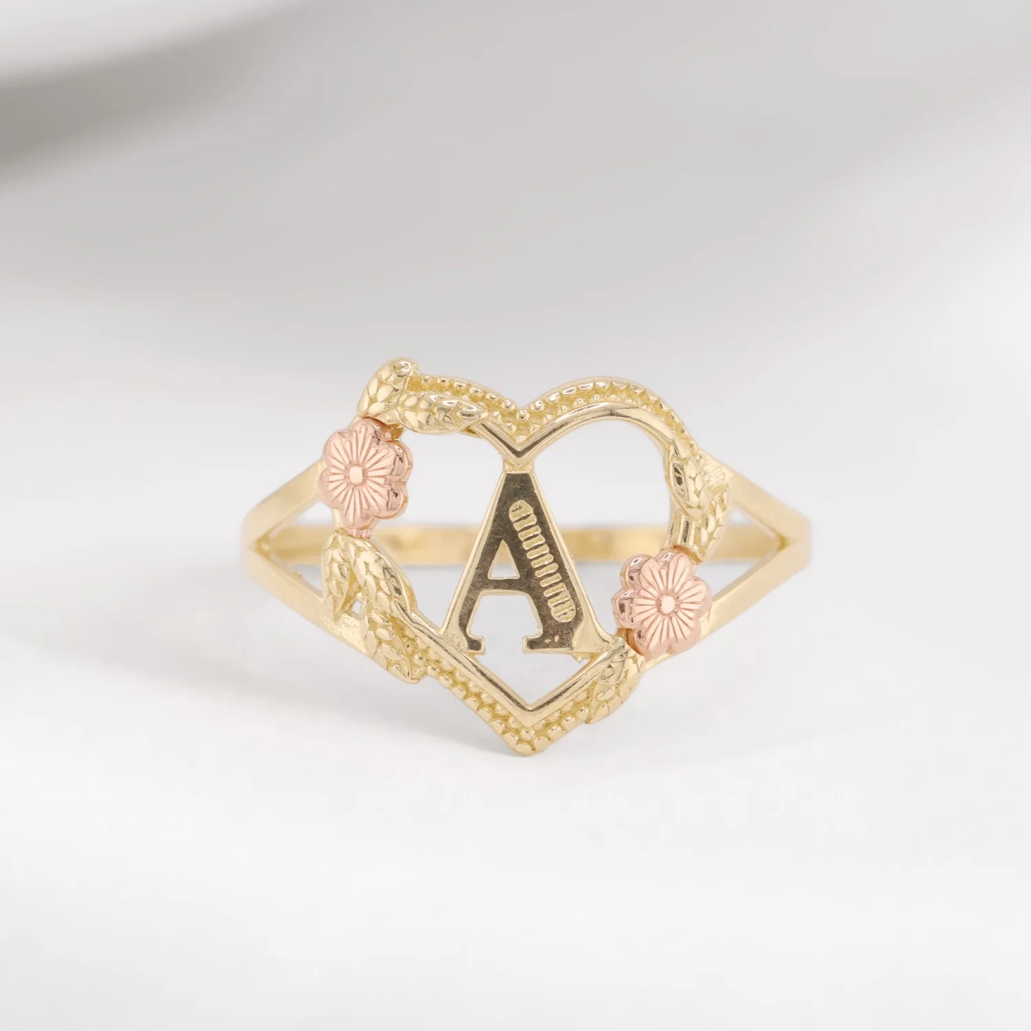 Heart Initial Ring - 14k Gold