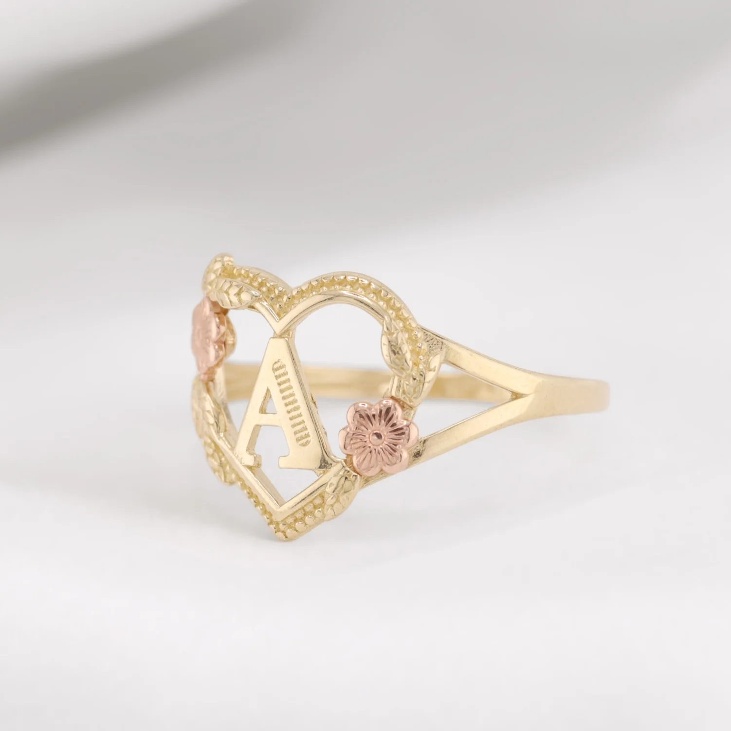 Heart Initial Ring - 14k Gold - Image 3