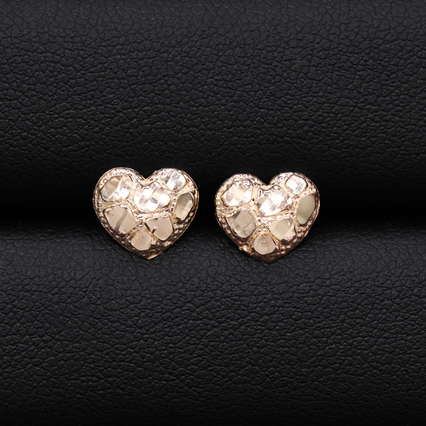 Heart Nugget Stud Earrings - 10k Gold