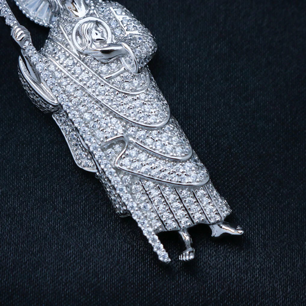 Iced Baguette San Judas Pendant - 925 Silver - Image 6