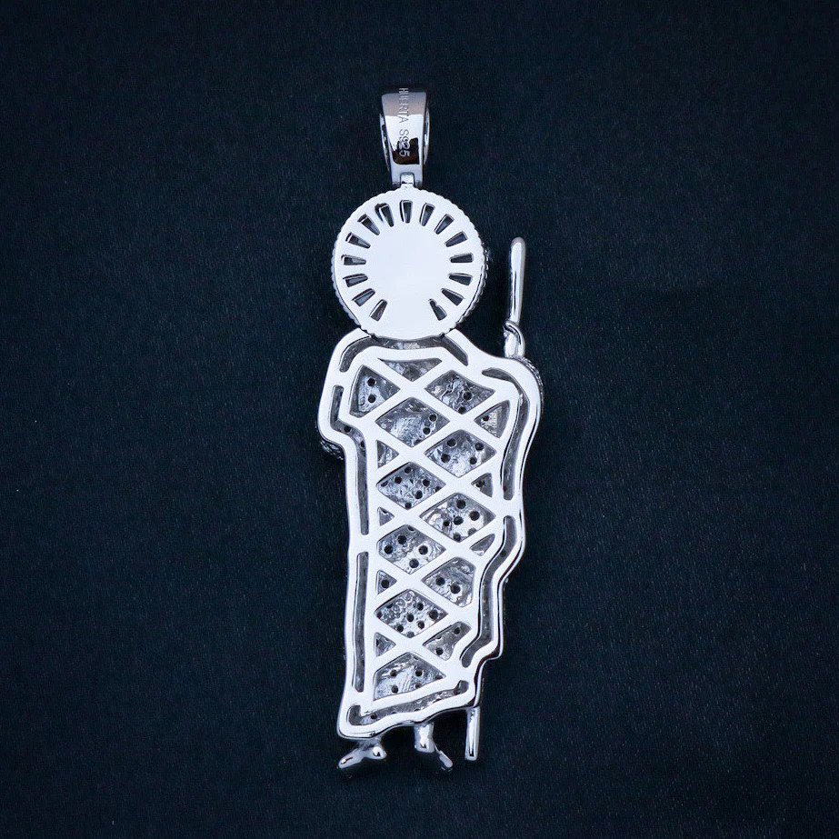 Iced Baguette San Judas Pendant - 925 Silver - Image 8