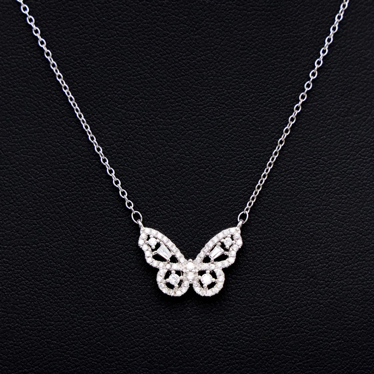Iced Butterfly Necklace - 925 Silver