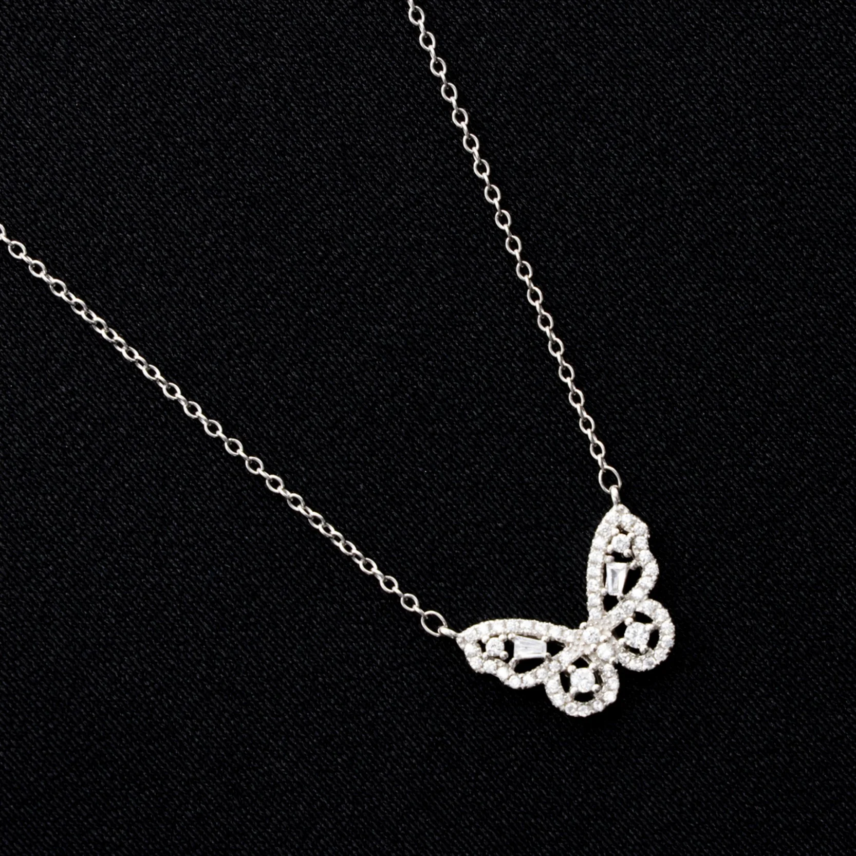 Iced Butterfly Necklace - 925 Silver - Image 2