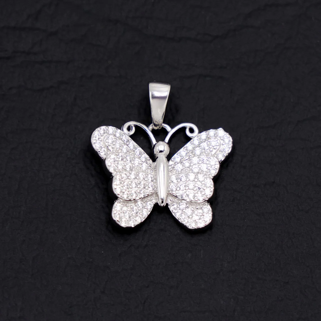 Iced Butterfly Pendant - 925 Silver