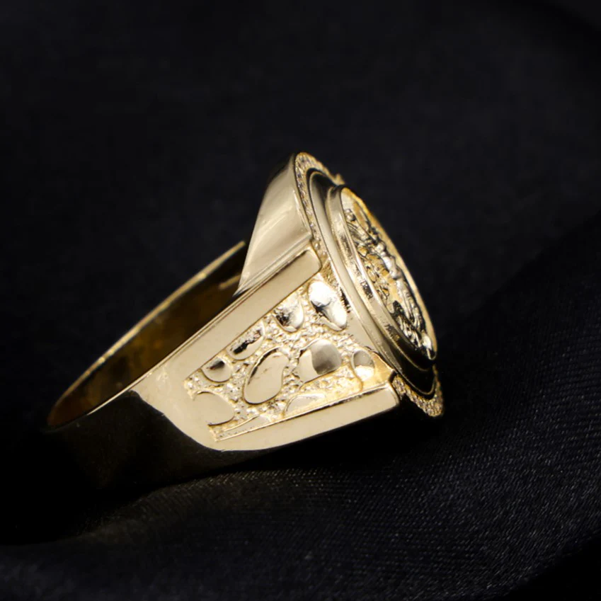Iced Centenario Nugget Ring - 14k Gold - Image 3