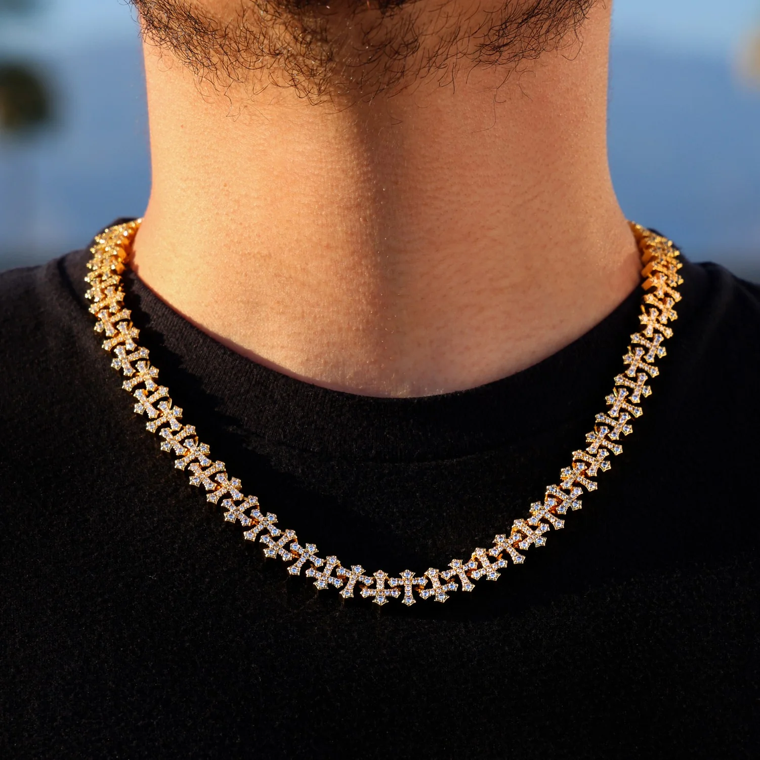 Iced Cross Chain - Gold - Image 2