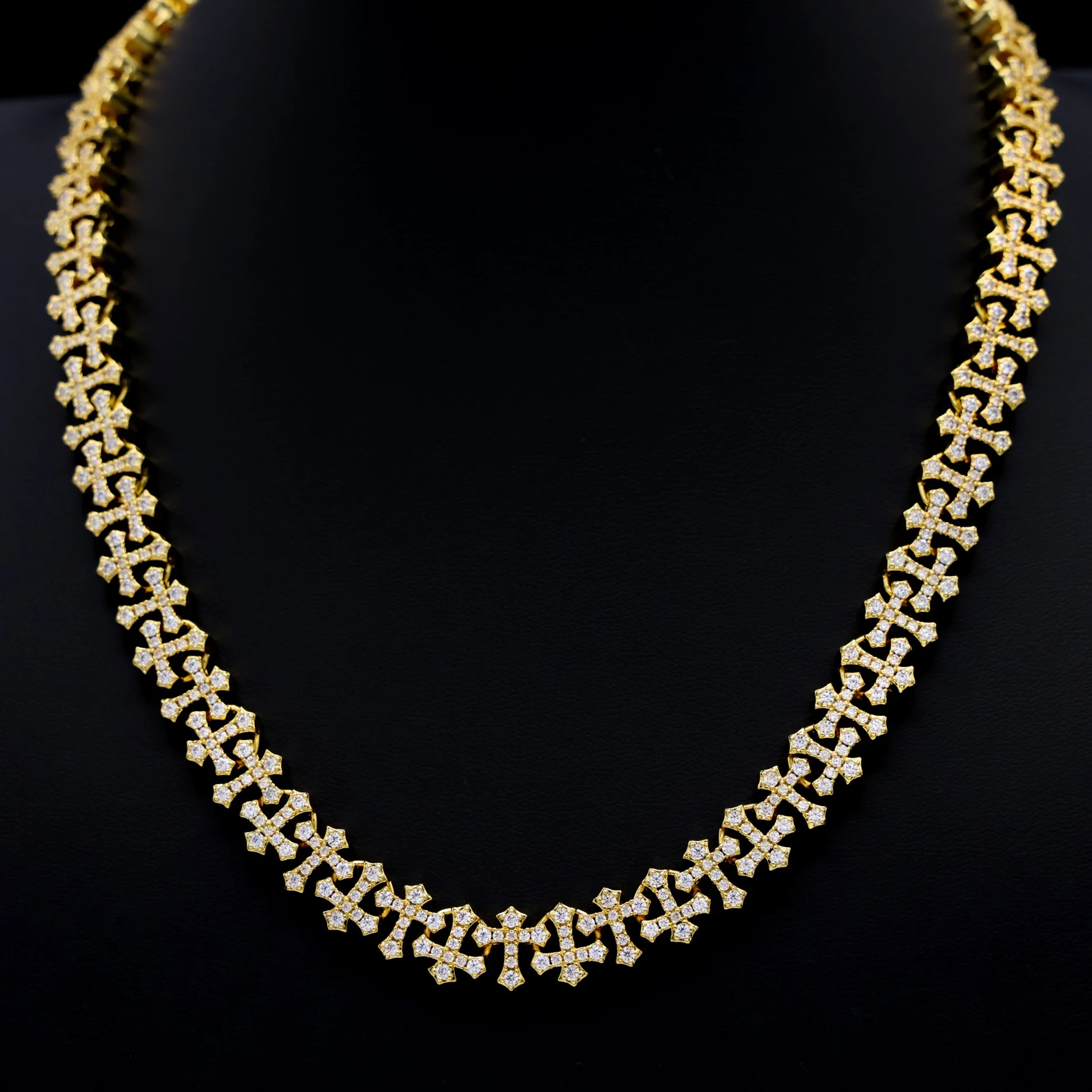 Iced Cross Chain - Gold - Image 3