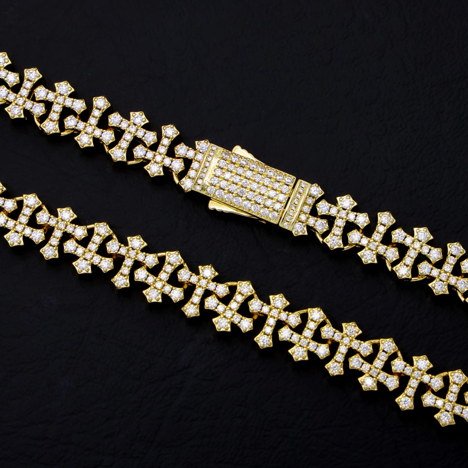Iced Cross Chain - Gold - Image 4