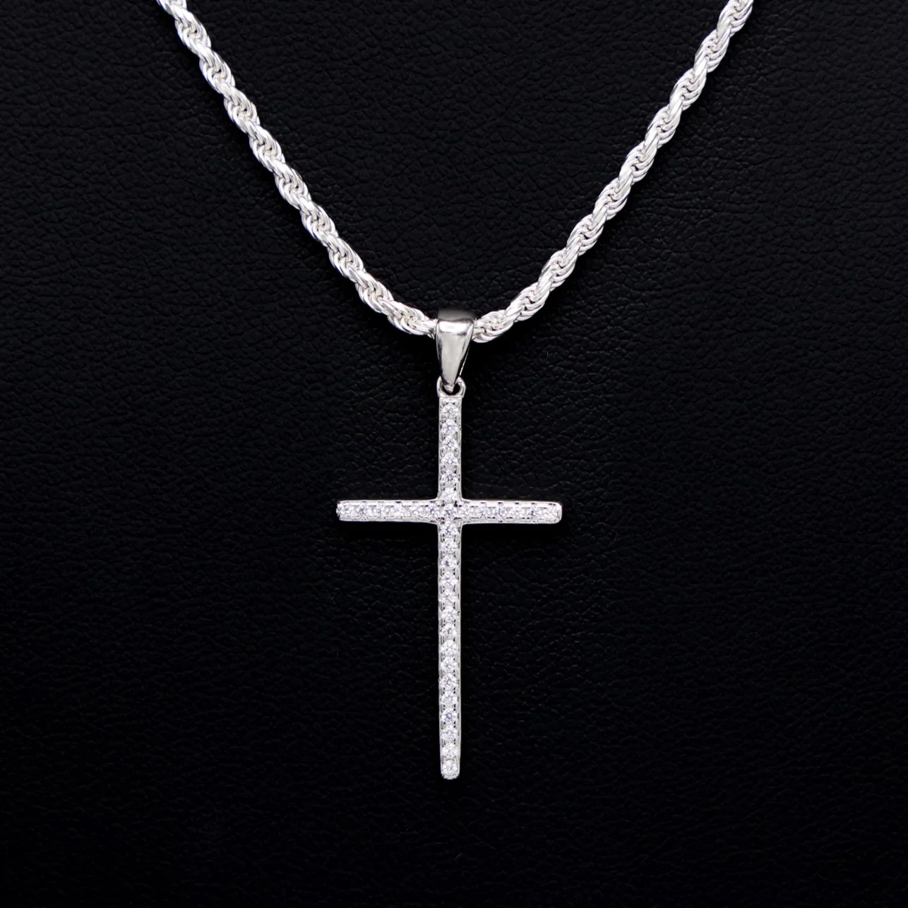 Small Iced Cross Pendant - 925 Silver