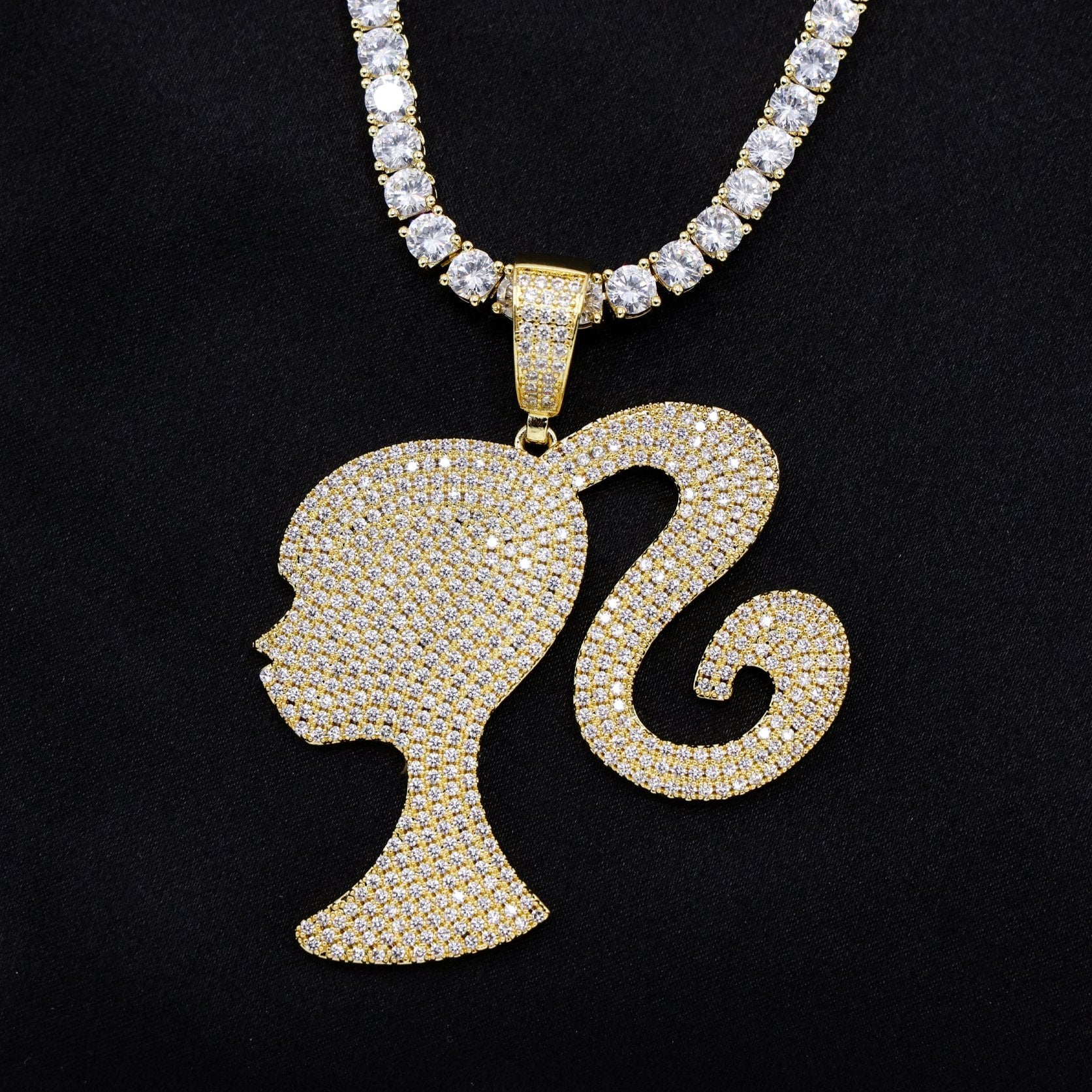 Iced Girl Pendant - Gold - Image 2