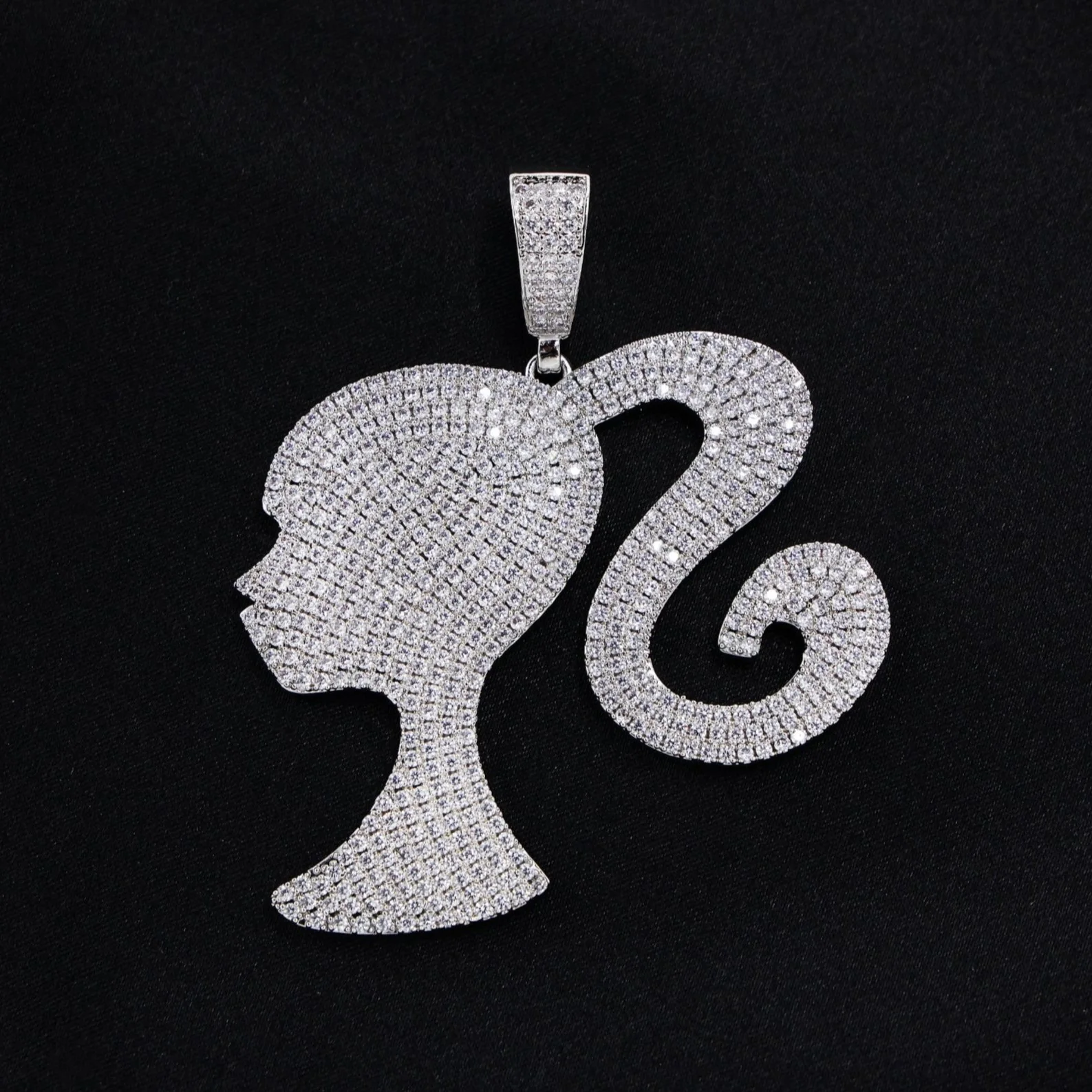 Iced Girl Pendant - White Gold