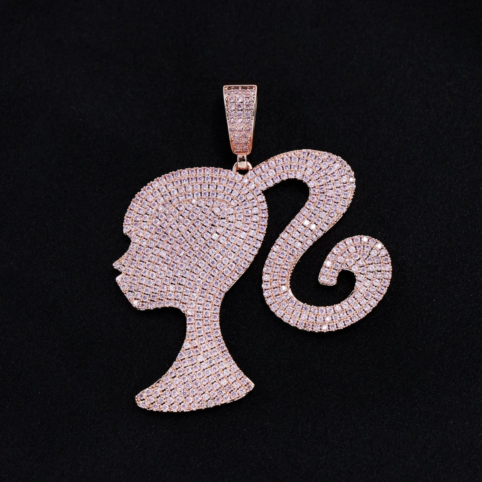 Iced Girl Pendant - Rose Gold