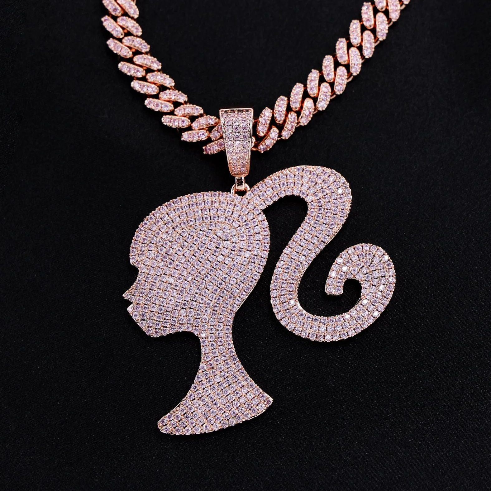 Iced Girl Pendant - Rose Gold - Image 2