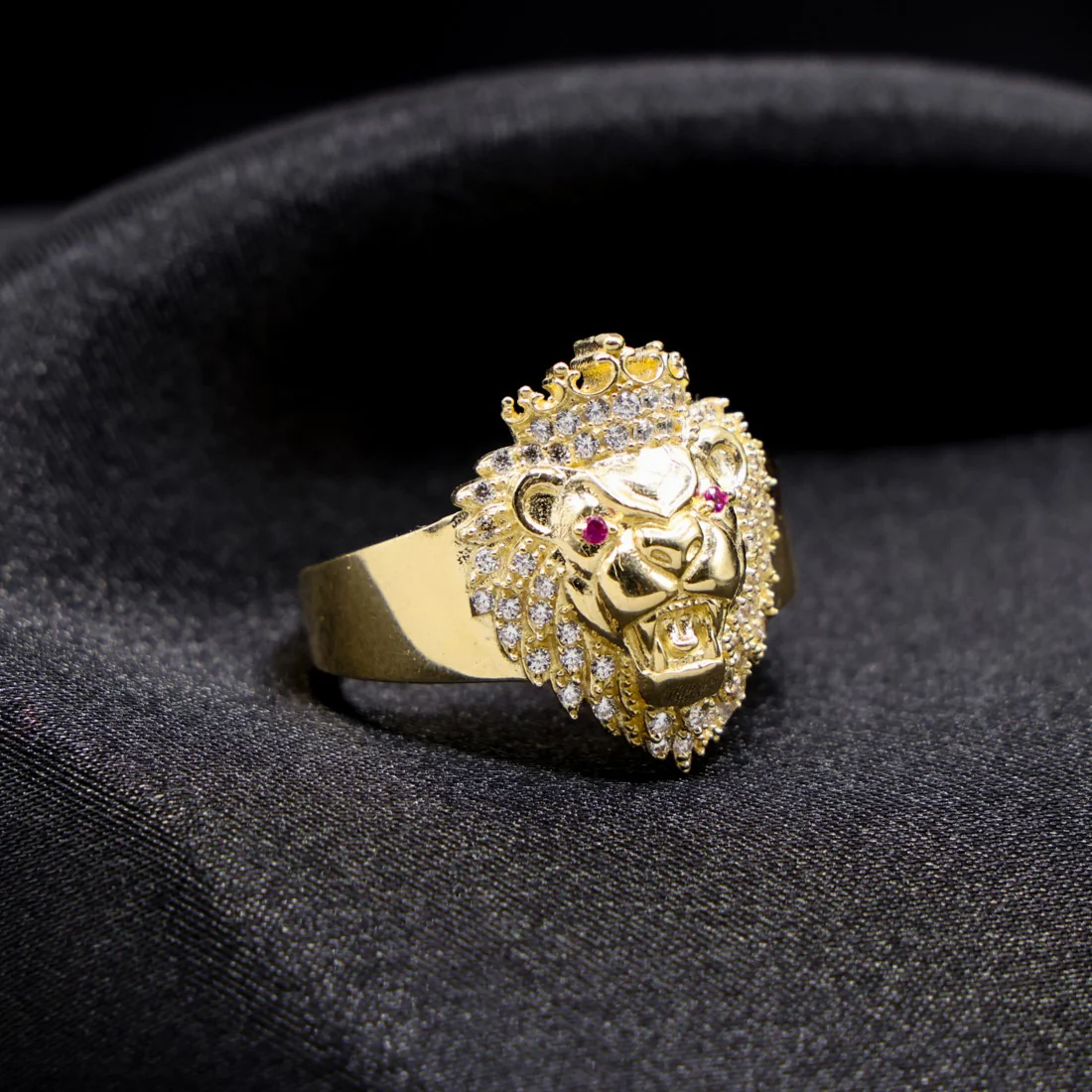 Iced Lion King Ring - 14k Gold - Image 2