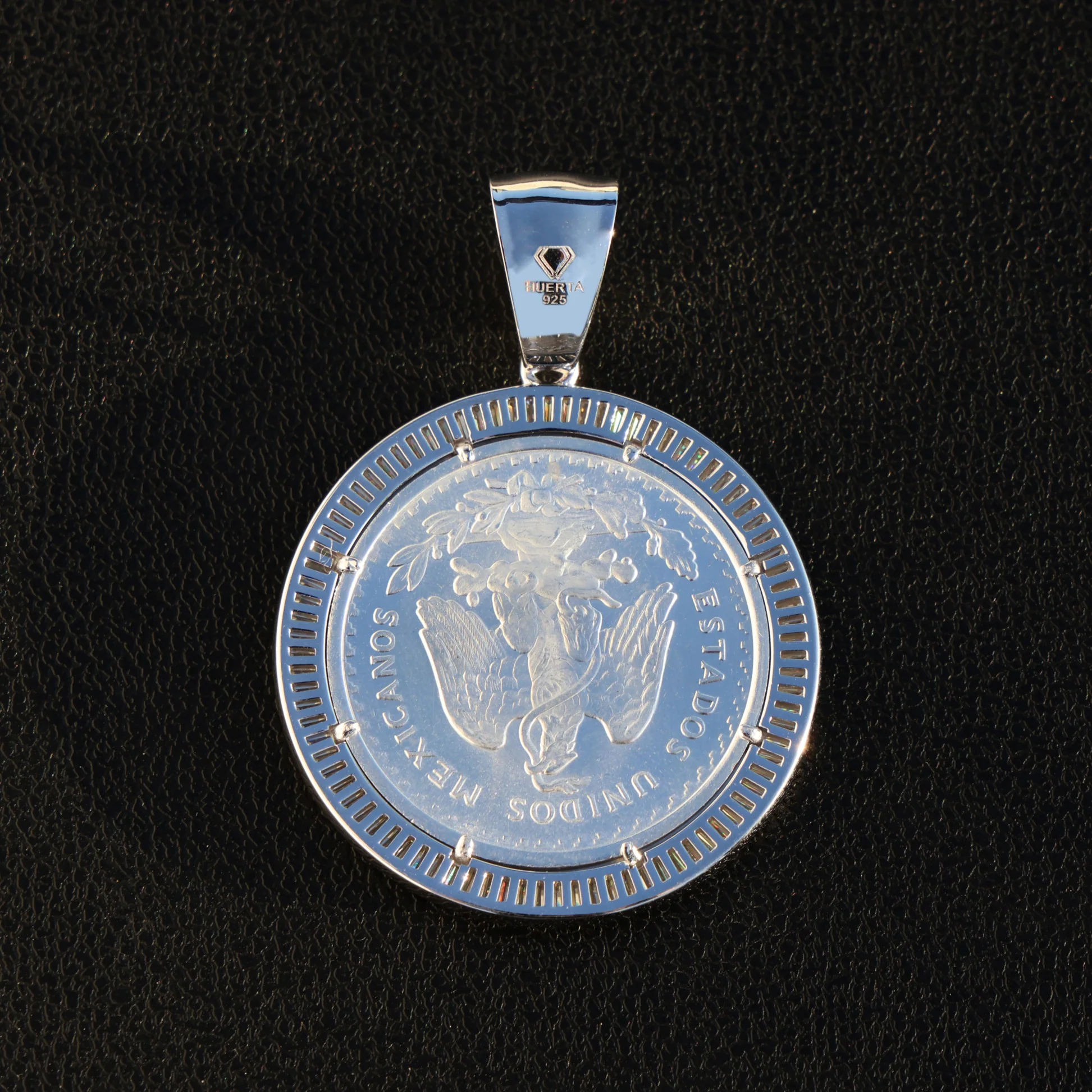 Iced Moissanite Baguette Bezel Centenario Pendant - 925 Silver - Image 2