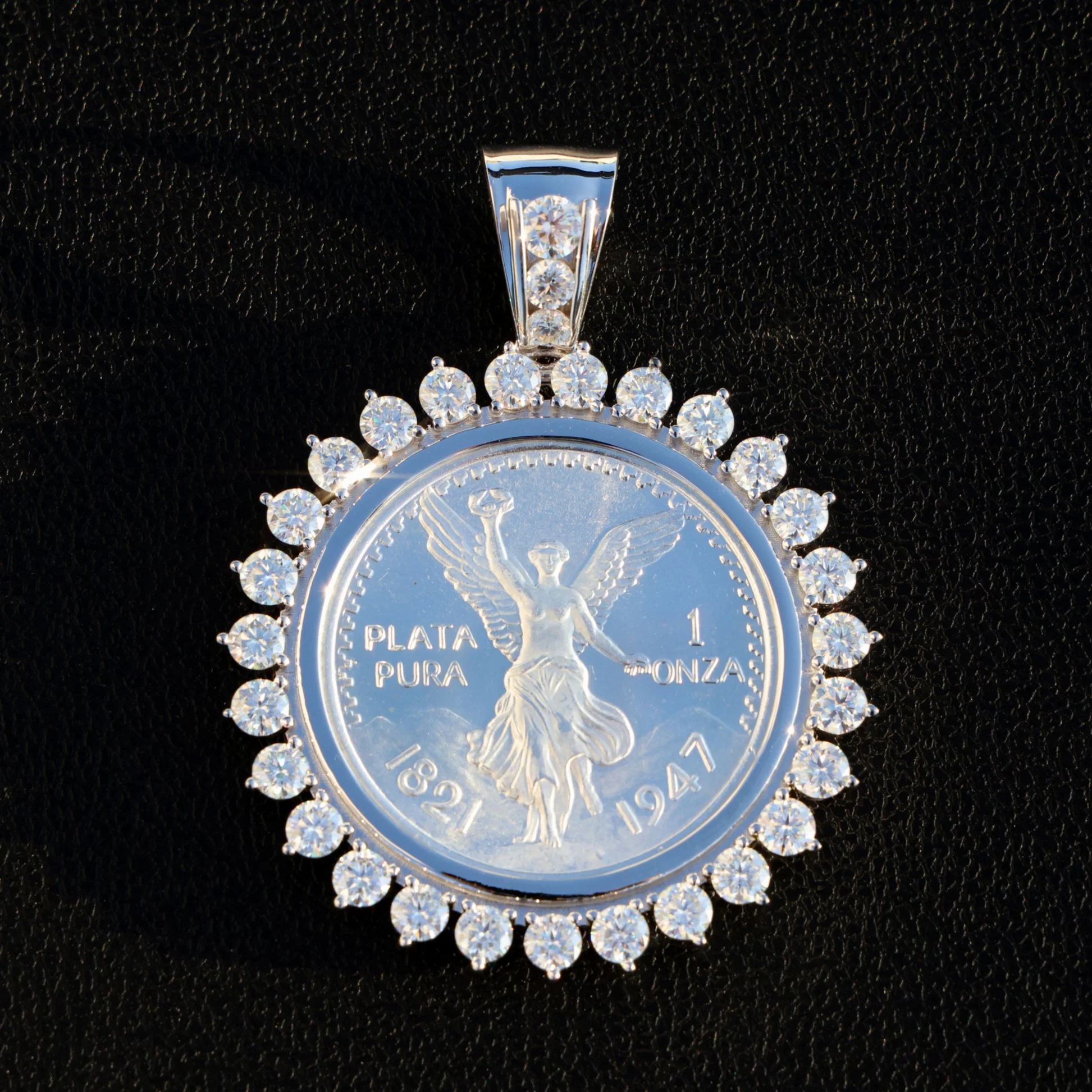 Moissanite Bezel Centenario Pendant - 925 Silver - Image 2