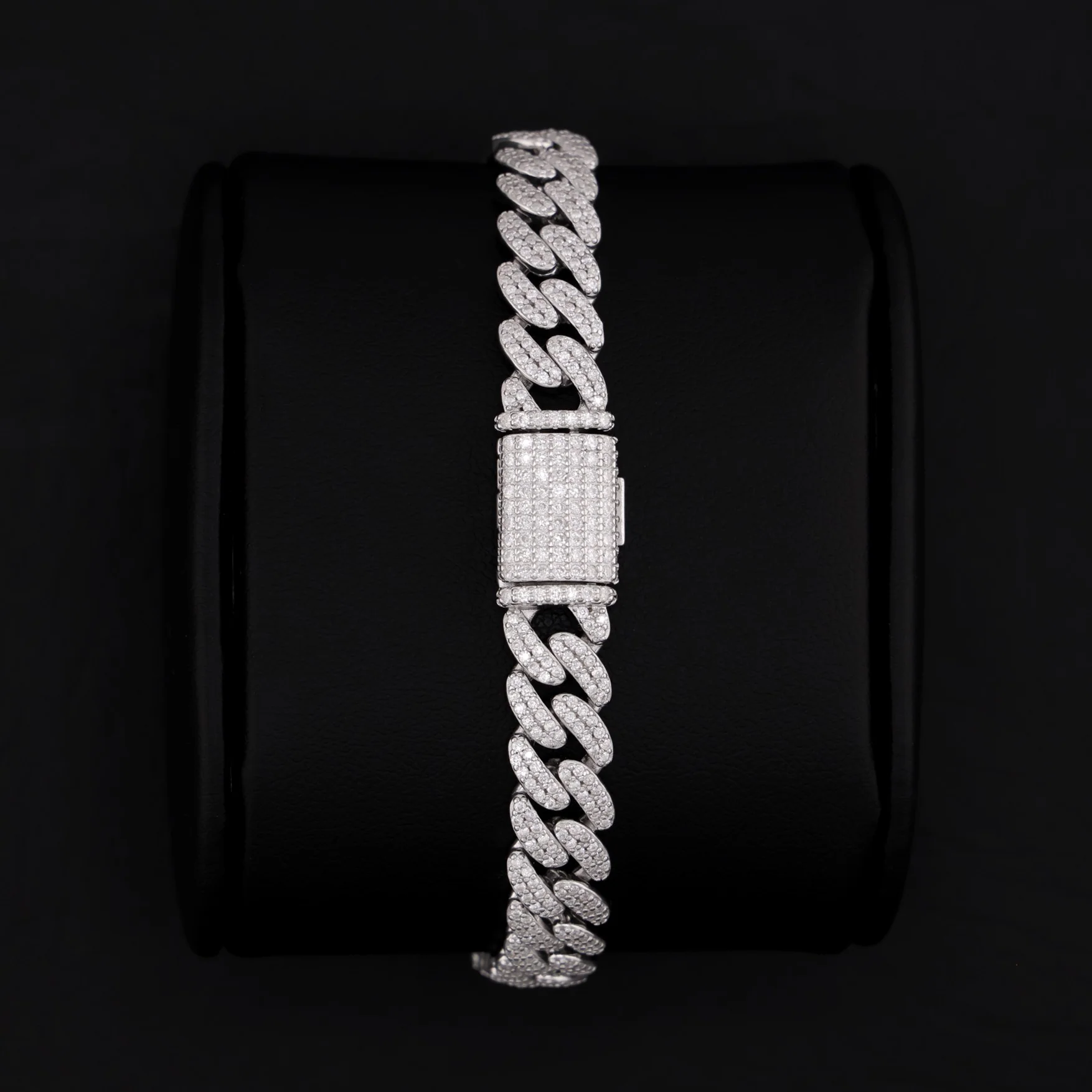 Iced Moissanite San Judas Cuban Bracelet - 925 Silver - Image 2