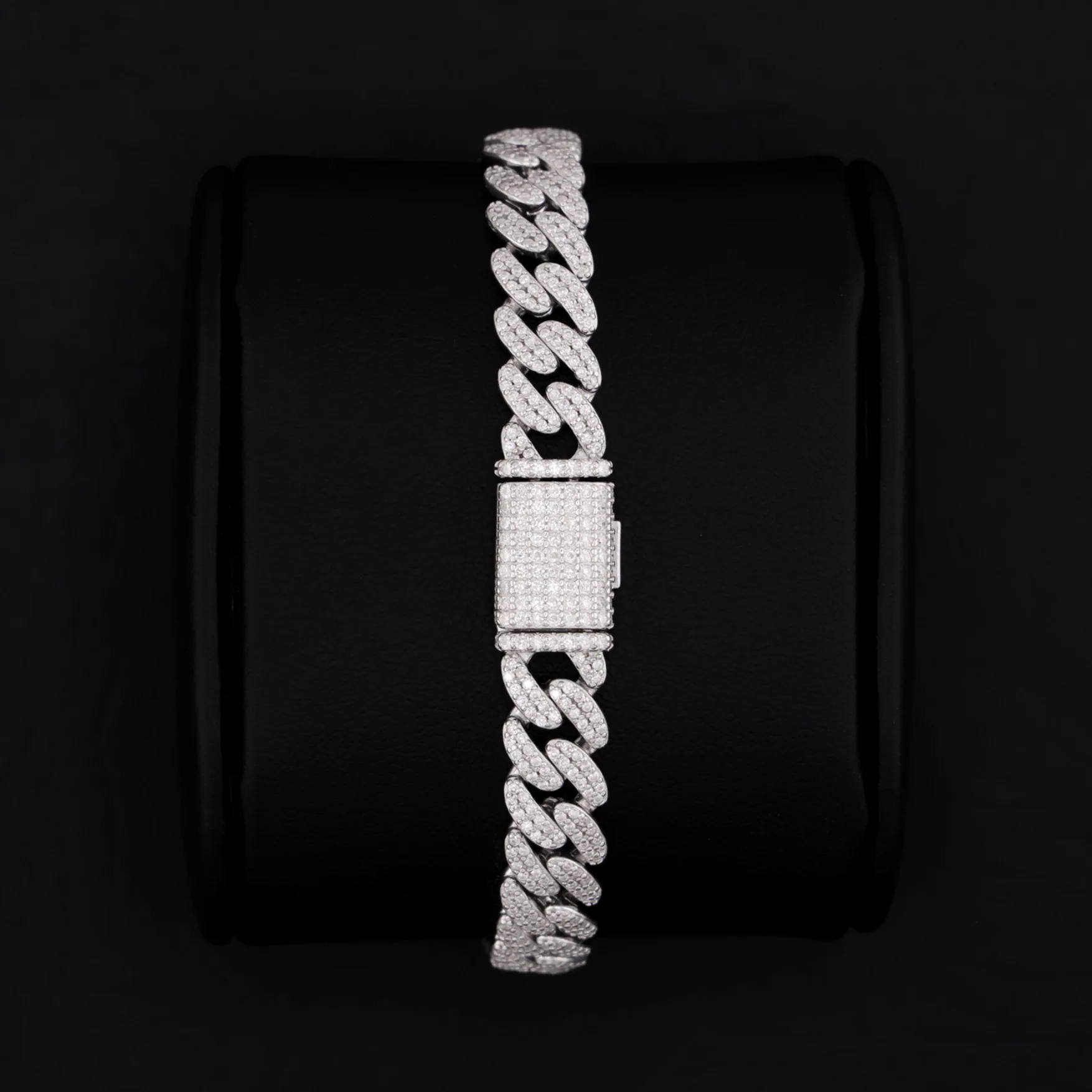 Iced Moissanite Virgin Mary Cuban Bracelet - 925 Silver - Image 2