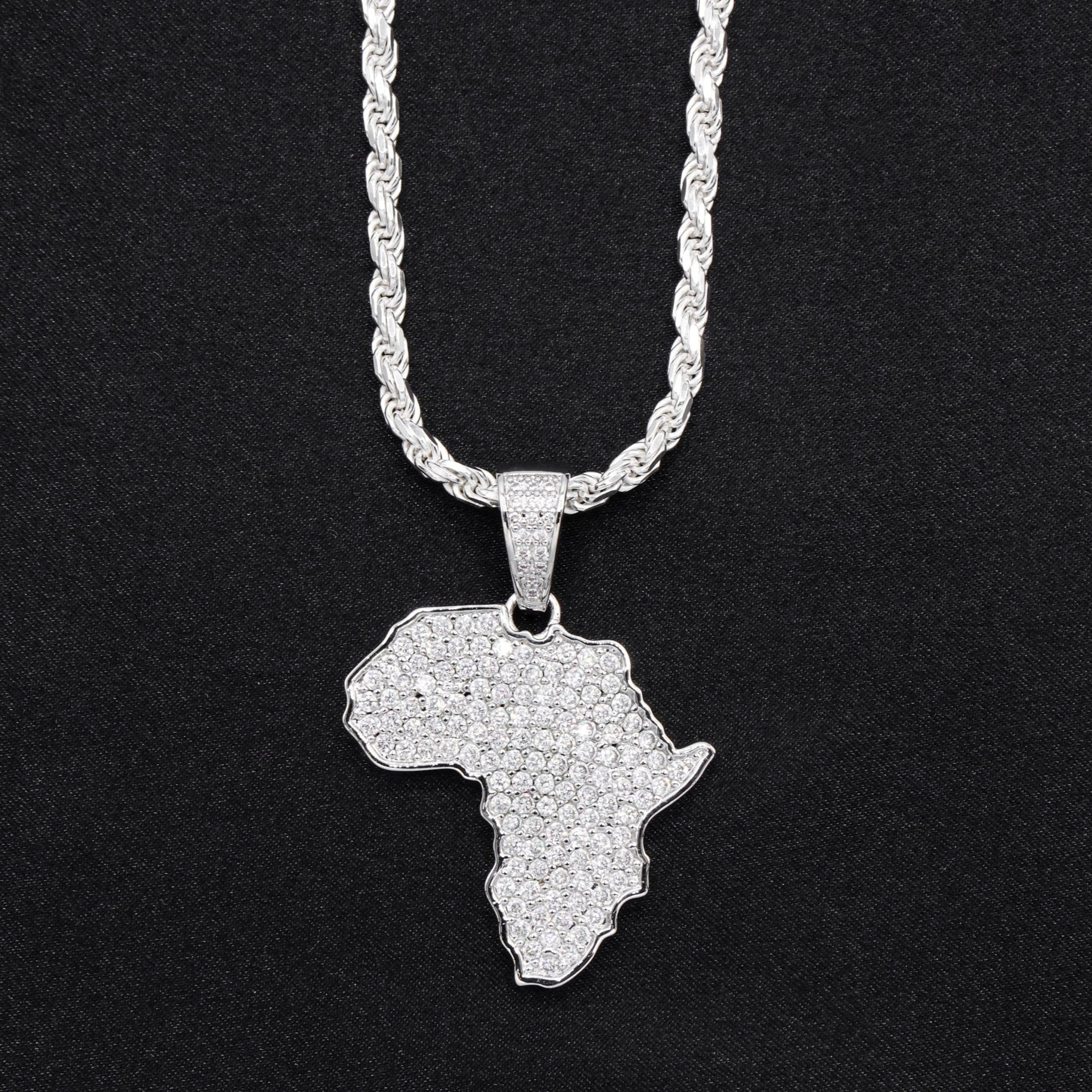 Iced Out Africa Pendant - White Gold - Image 2