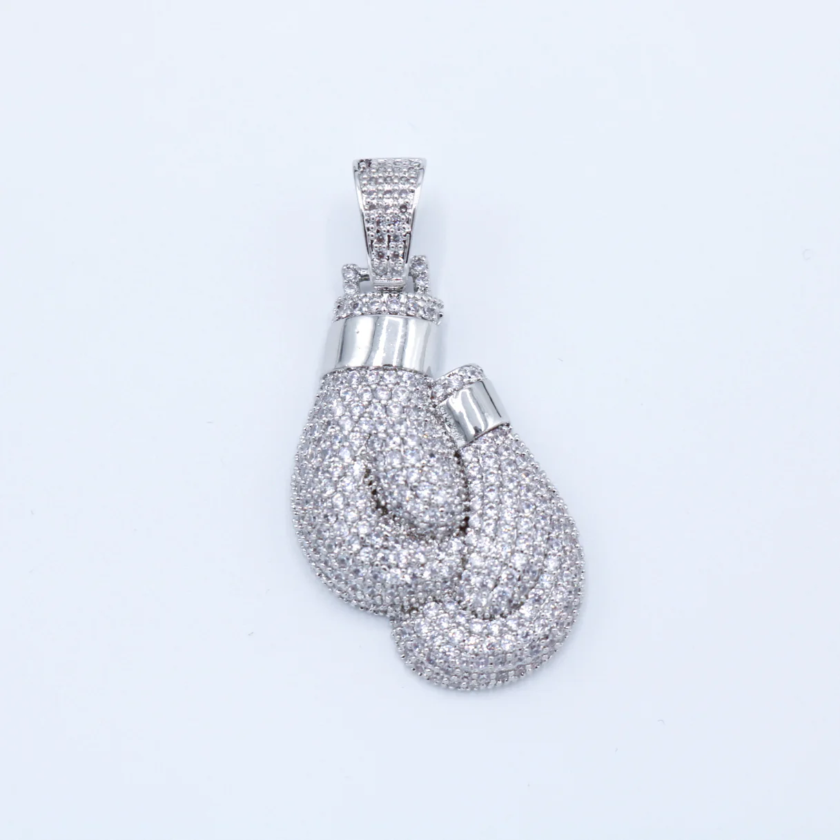 Iced Out Boxing Gloves Pendant - 925 Silver