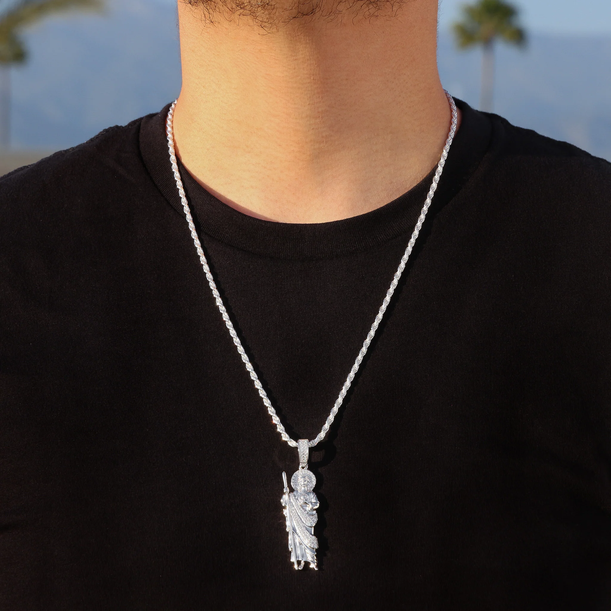 Iced San Judas Pendant - 925 Silver - Image 3