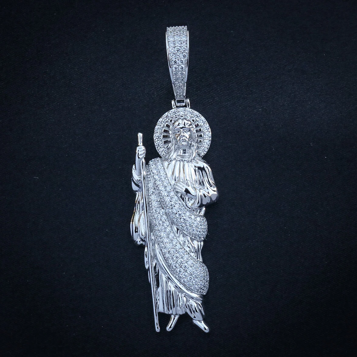 Iced Out San Judas Pendant - 925 Silver - Image 3