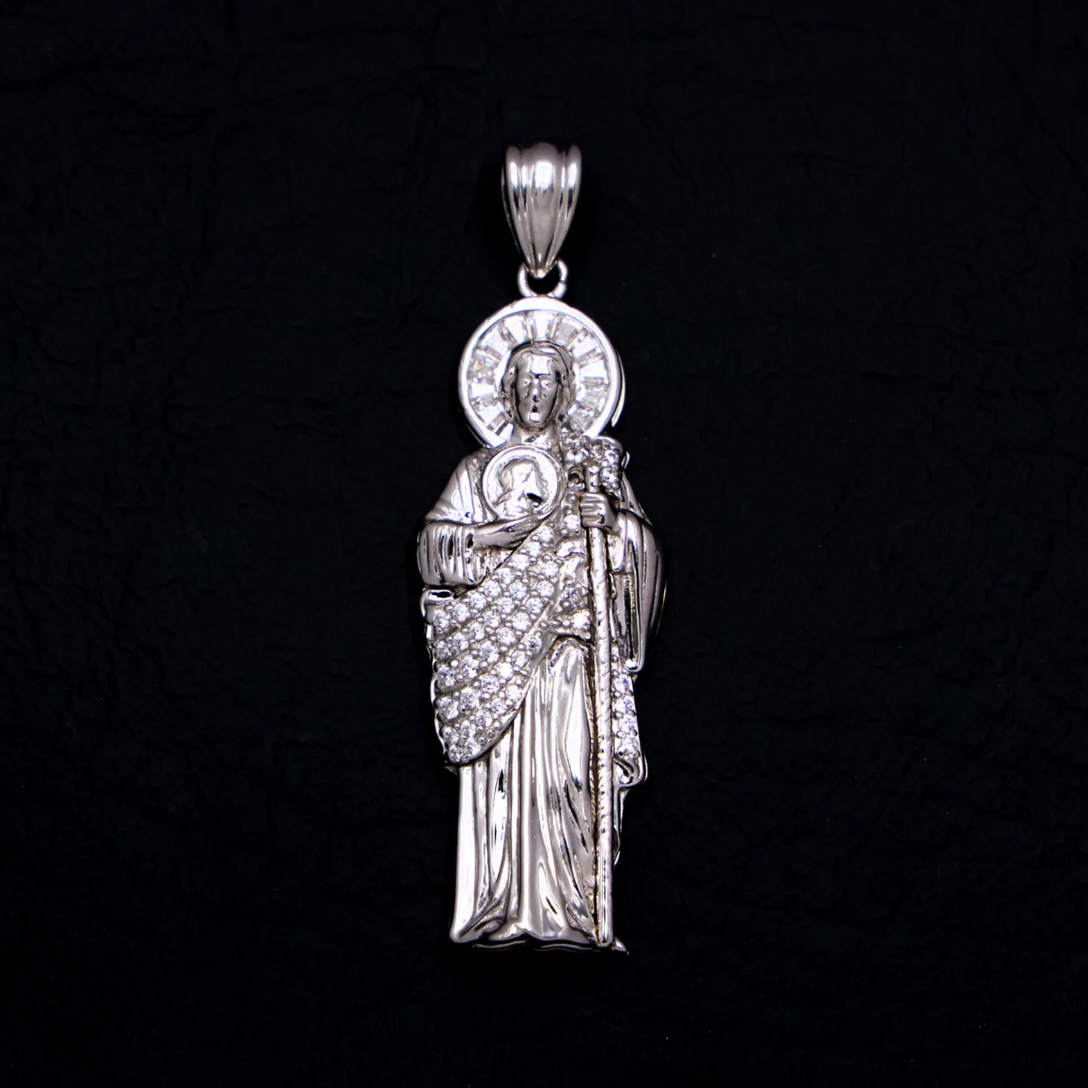 Iced San Judas Pendant - 925 Silver