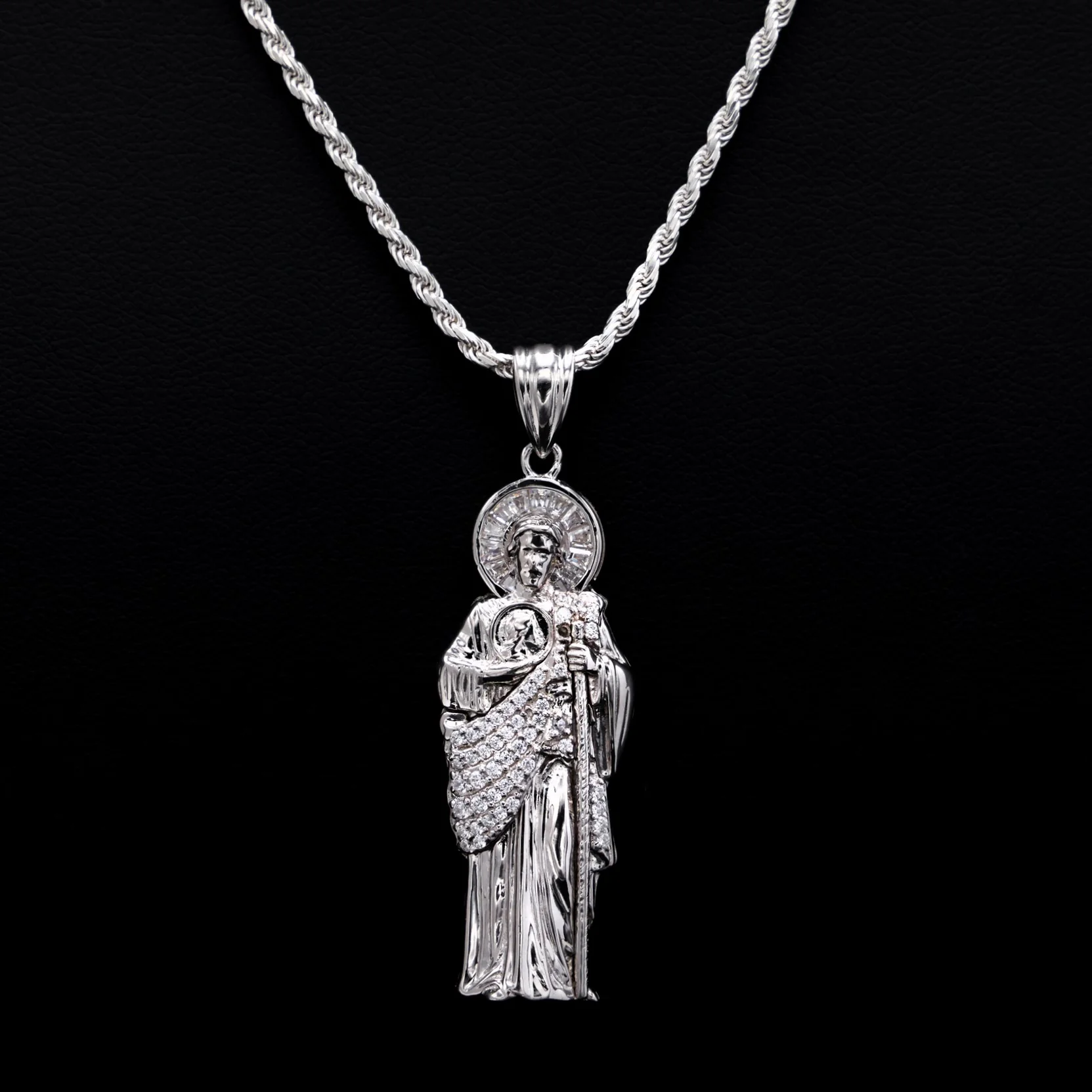 Iced San Judas Pendant - 925 Silver - Image 2