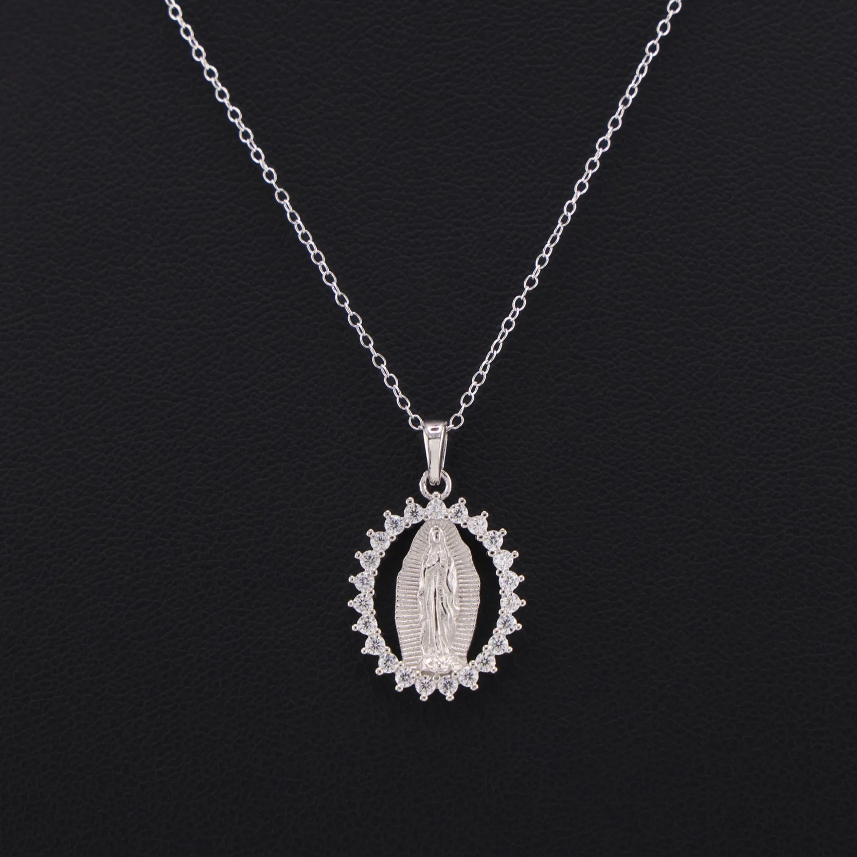 Iced Virgin Mary Necklace - 925 Silver