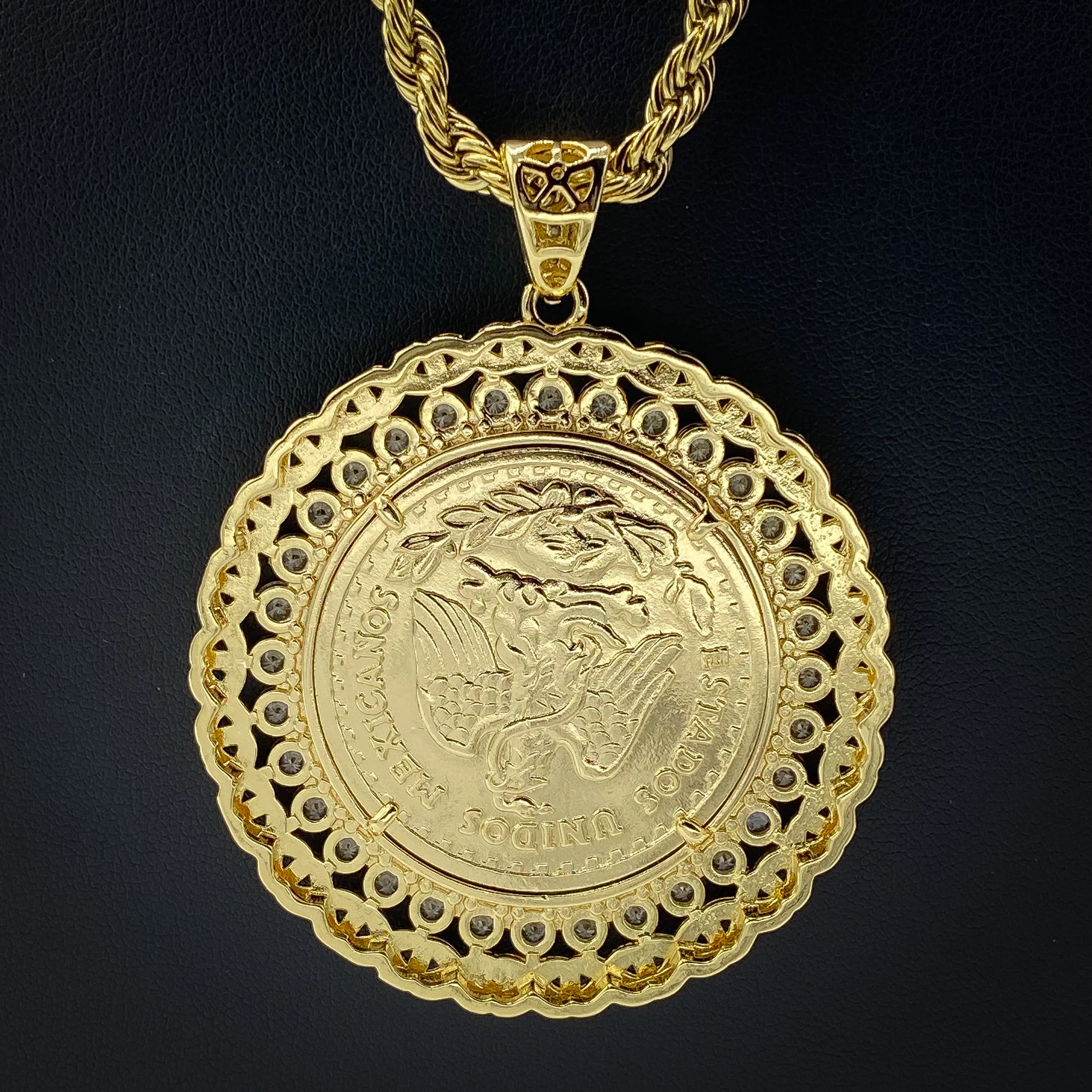 Knotted Diamond Bezel Centenario Pendant - Image 2