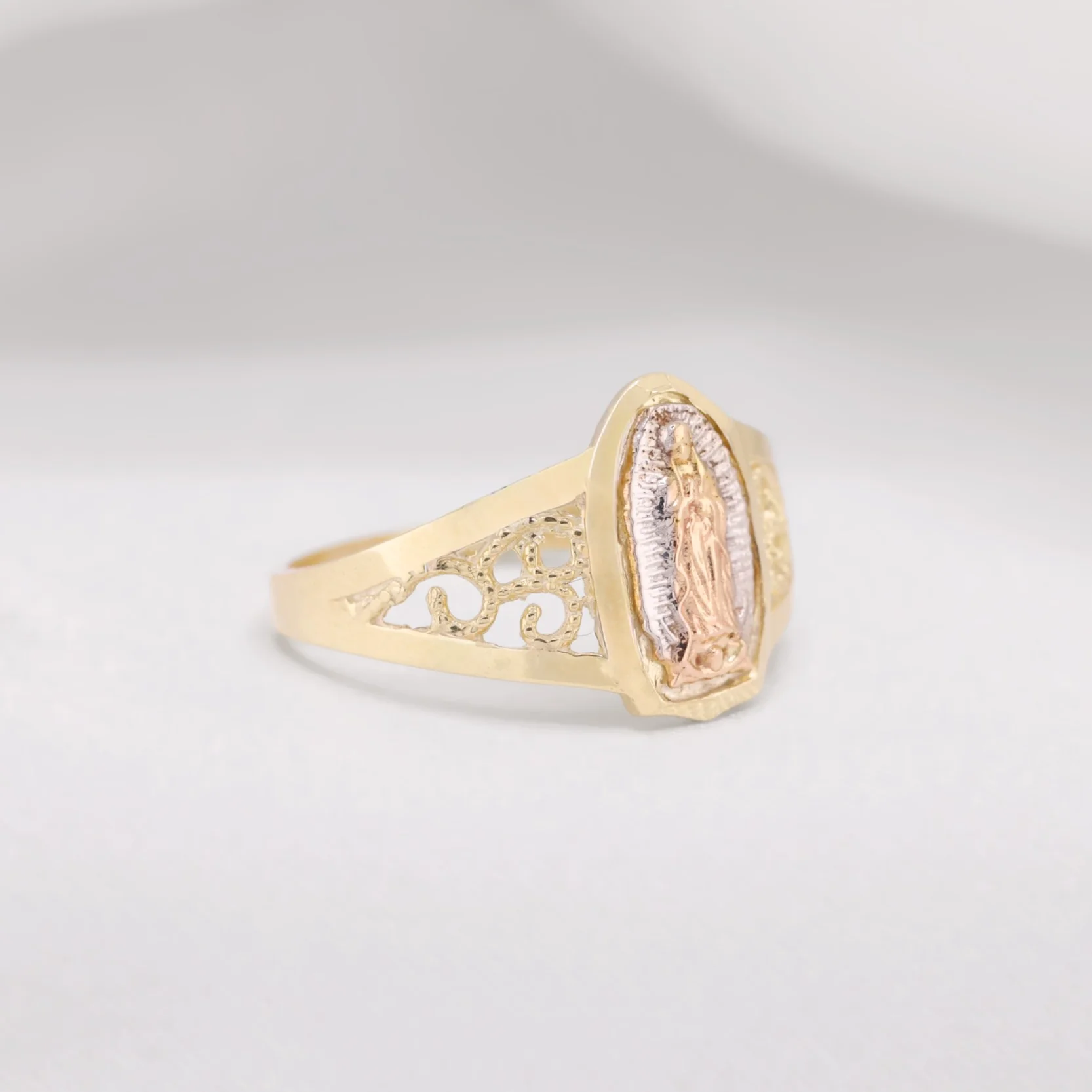 Lady of Guadalupe 3-Tone Ring - 10k Gold - Image 2