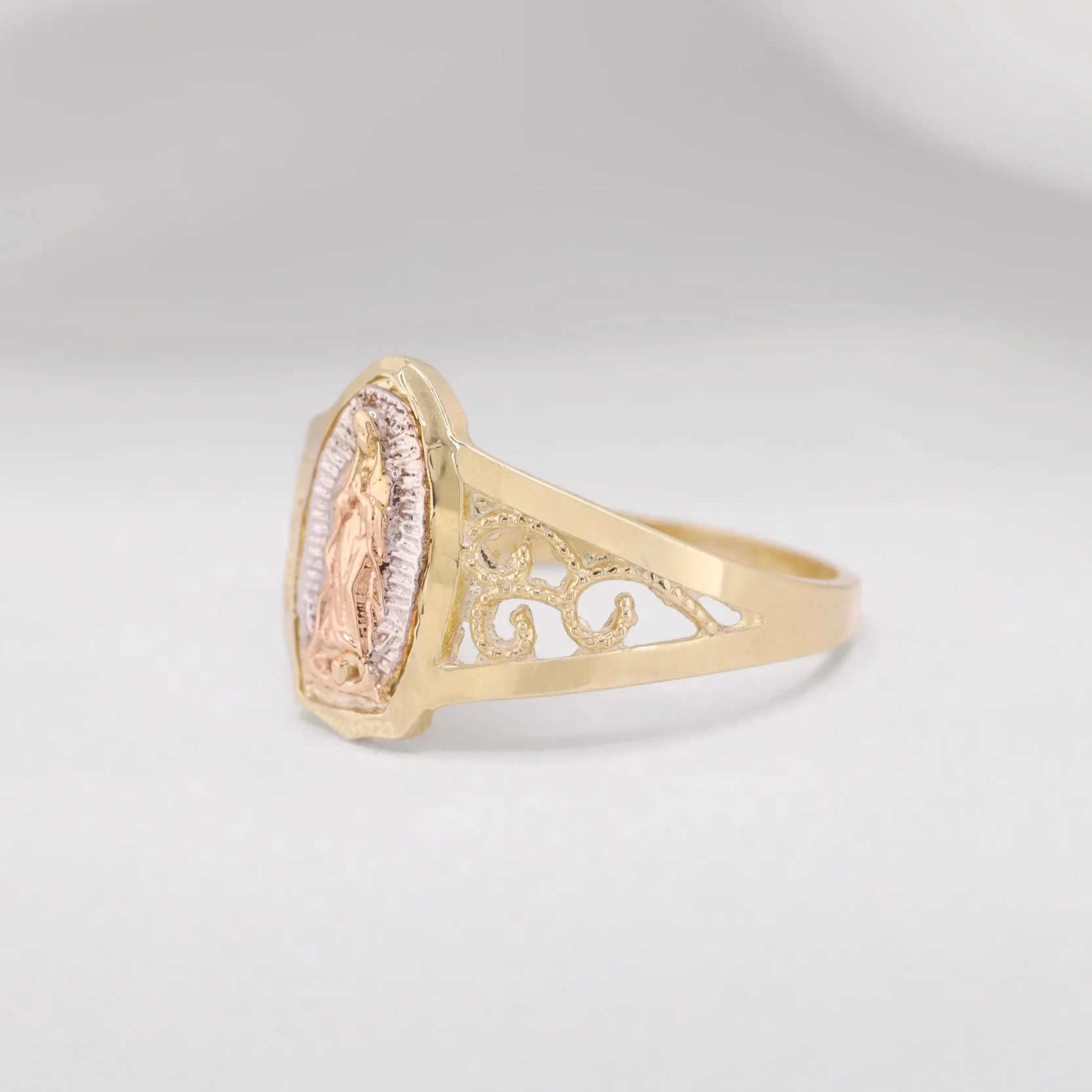 Lady of Guadalupe 3-Tone Ring - 10k Gold - Image 3