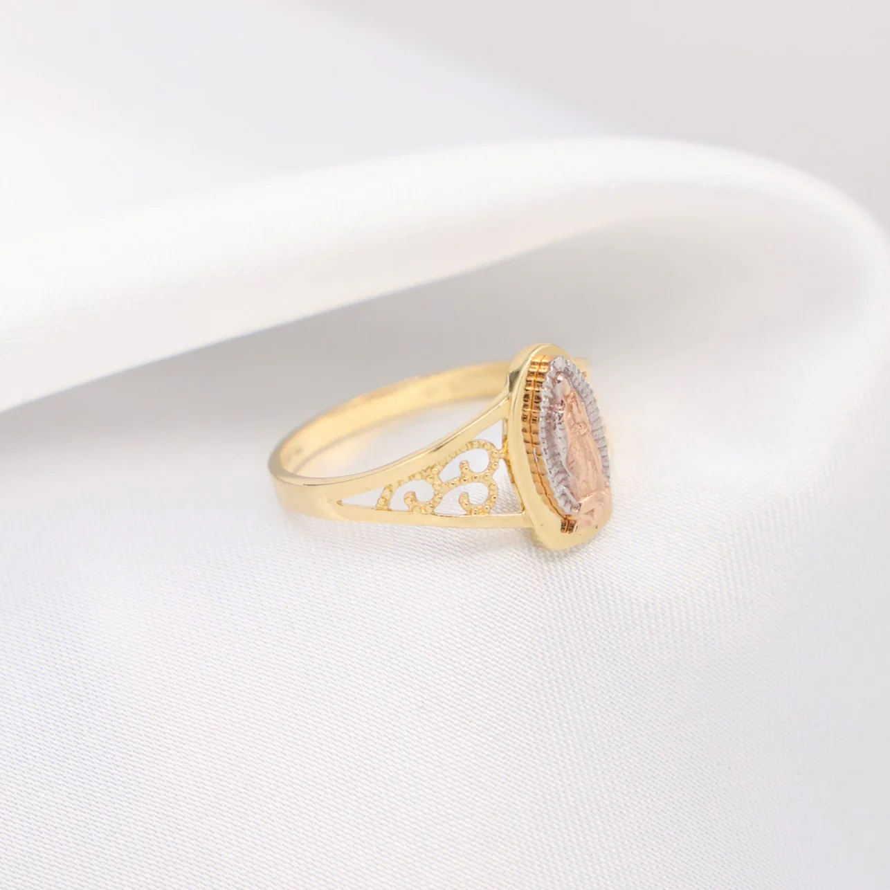 Lady of Guadalupe 3-Tone Ring - 14k Gold - Image 2