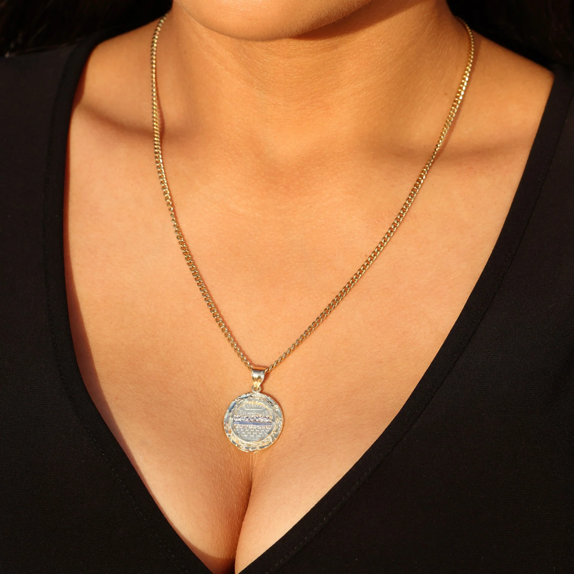 Last Super 2-Tone Medallion Pendant - 10k Gold - Image 2