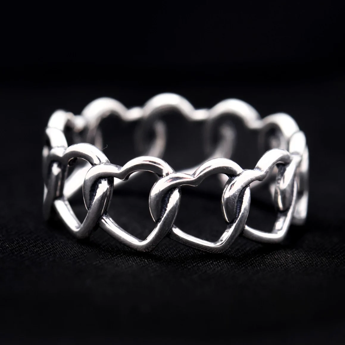 Loving Heart Eternity Band Ring - 925 Silver